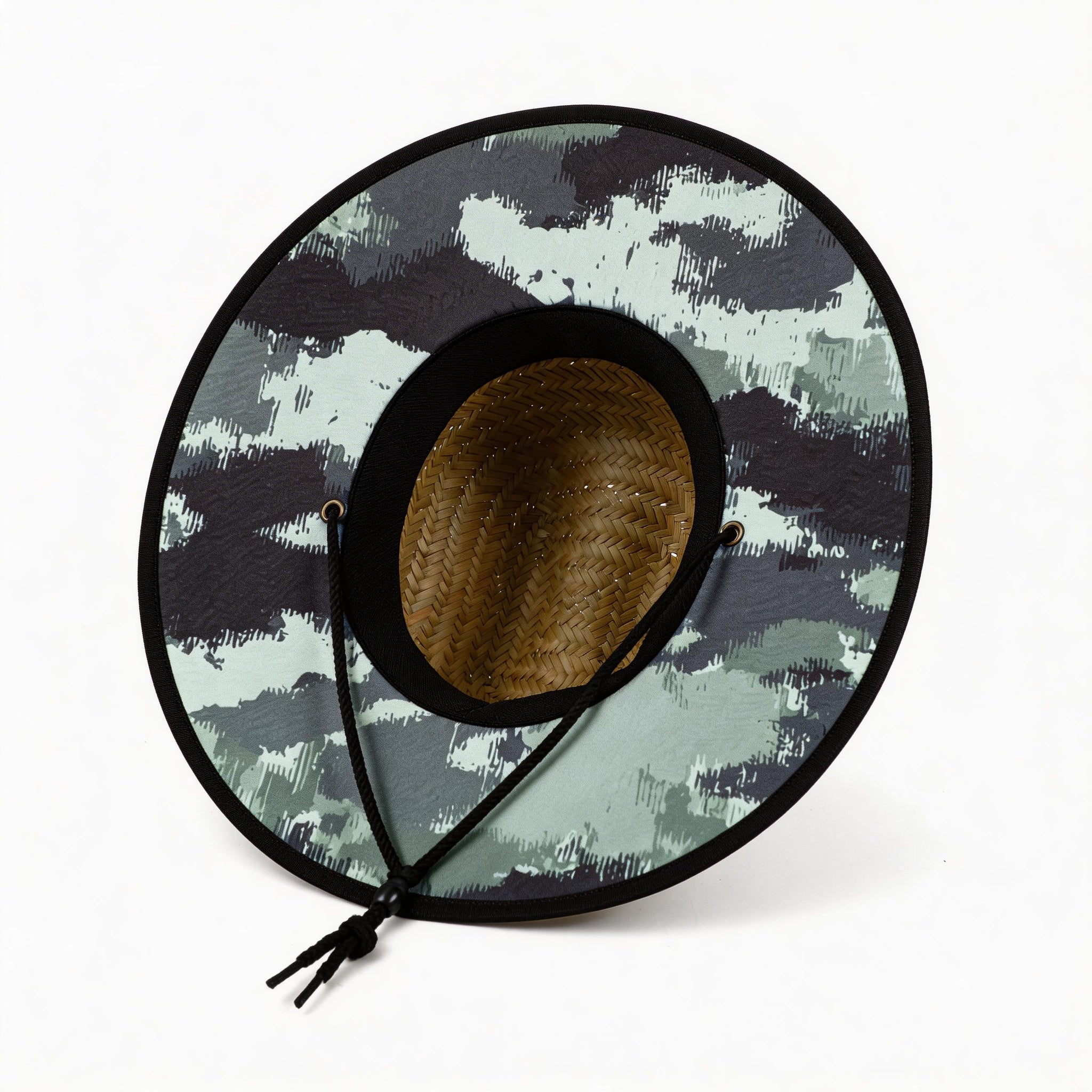 US Stock Wholesale Men's Seagrass Lifeguard Straw Hats with Wide Brim and Sun & Wind Proof