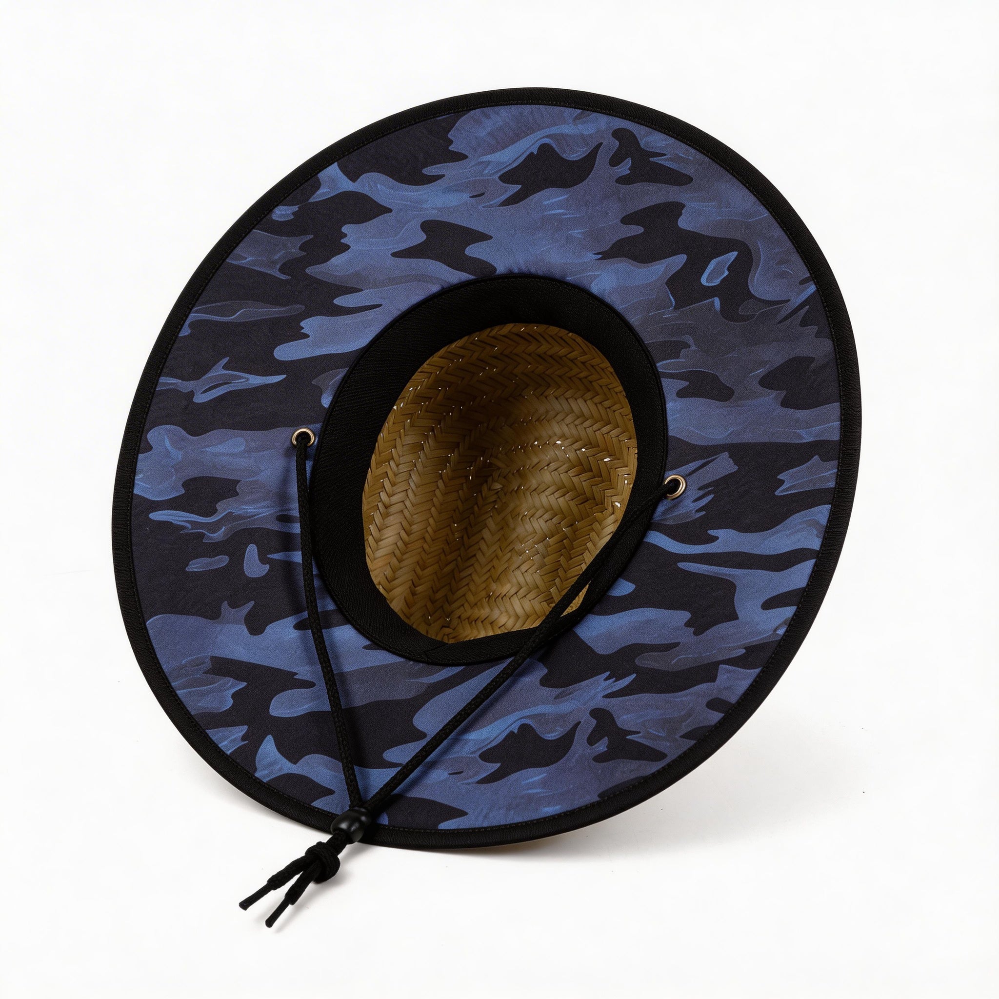 US Stock Wholesale Men's Seagrass Lifeguard Straw Hats with Wide Brim and Sun & Wind Proof
