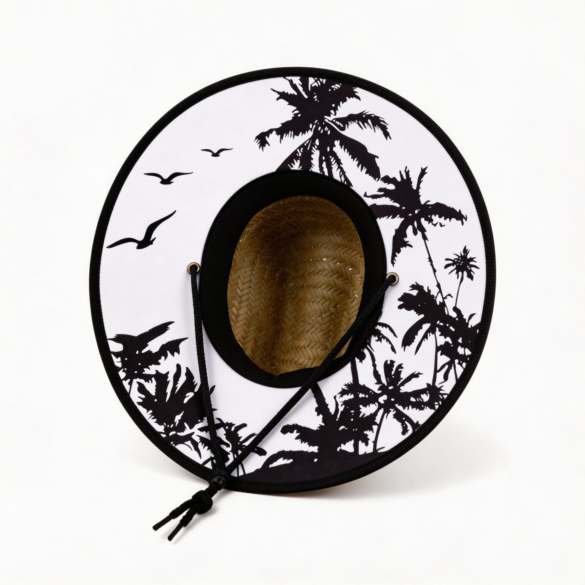 US Stock Wholesale Men's Seagrass Lifeguard Straw Hats with Wide Brim and Sun & Wind Proof