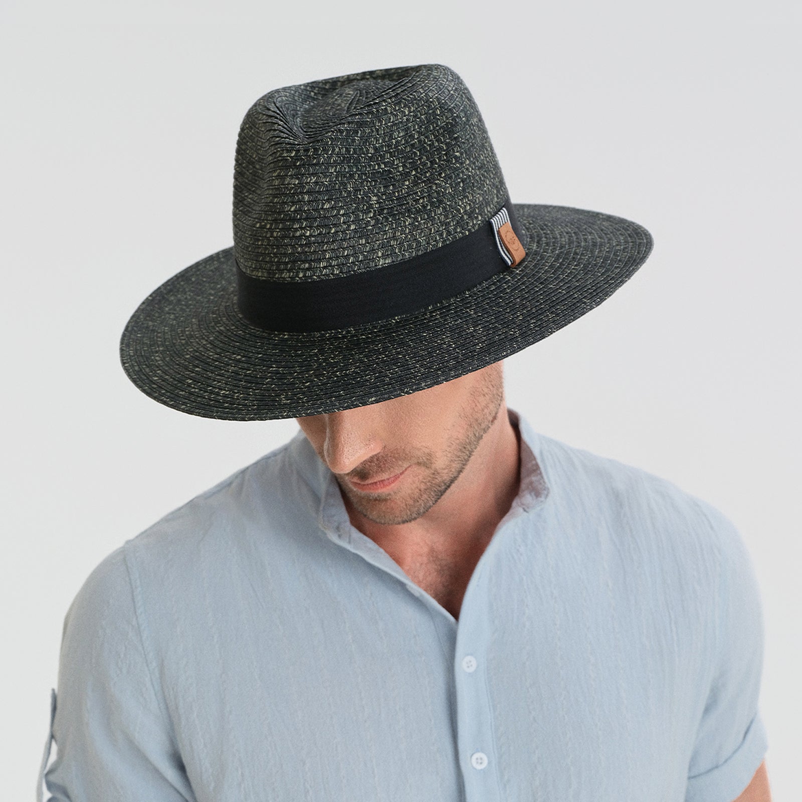 Wholesale Unisex Paper Straw Fedora Hat with  Flat Brim and UPF 50+ Sun Protection