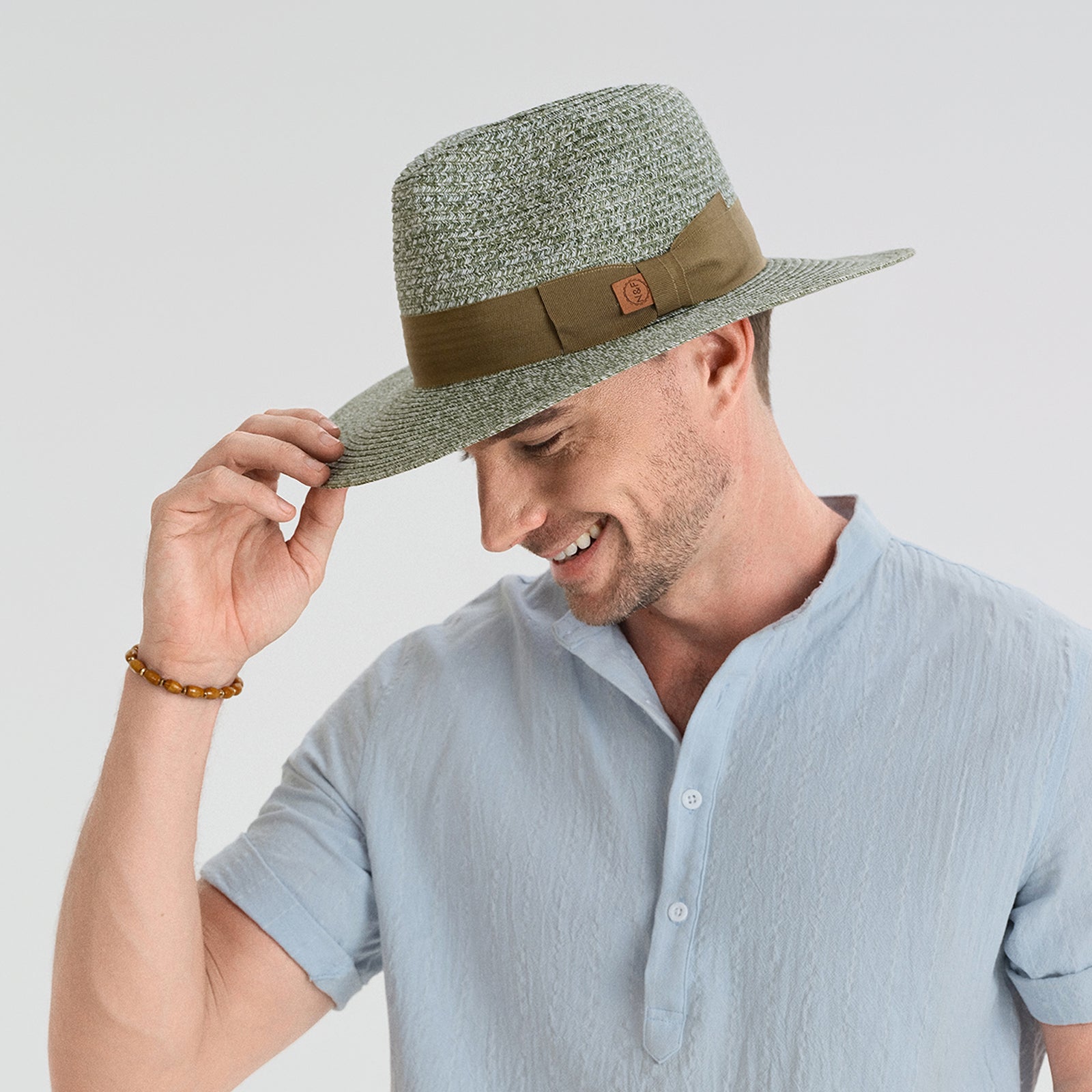 Wholesale Unisex Paper Straw Fedora Hat with  Flat Brim and UPF 50+ Sun Protection