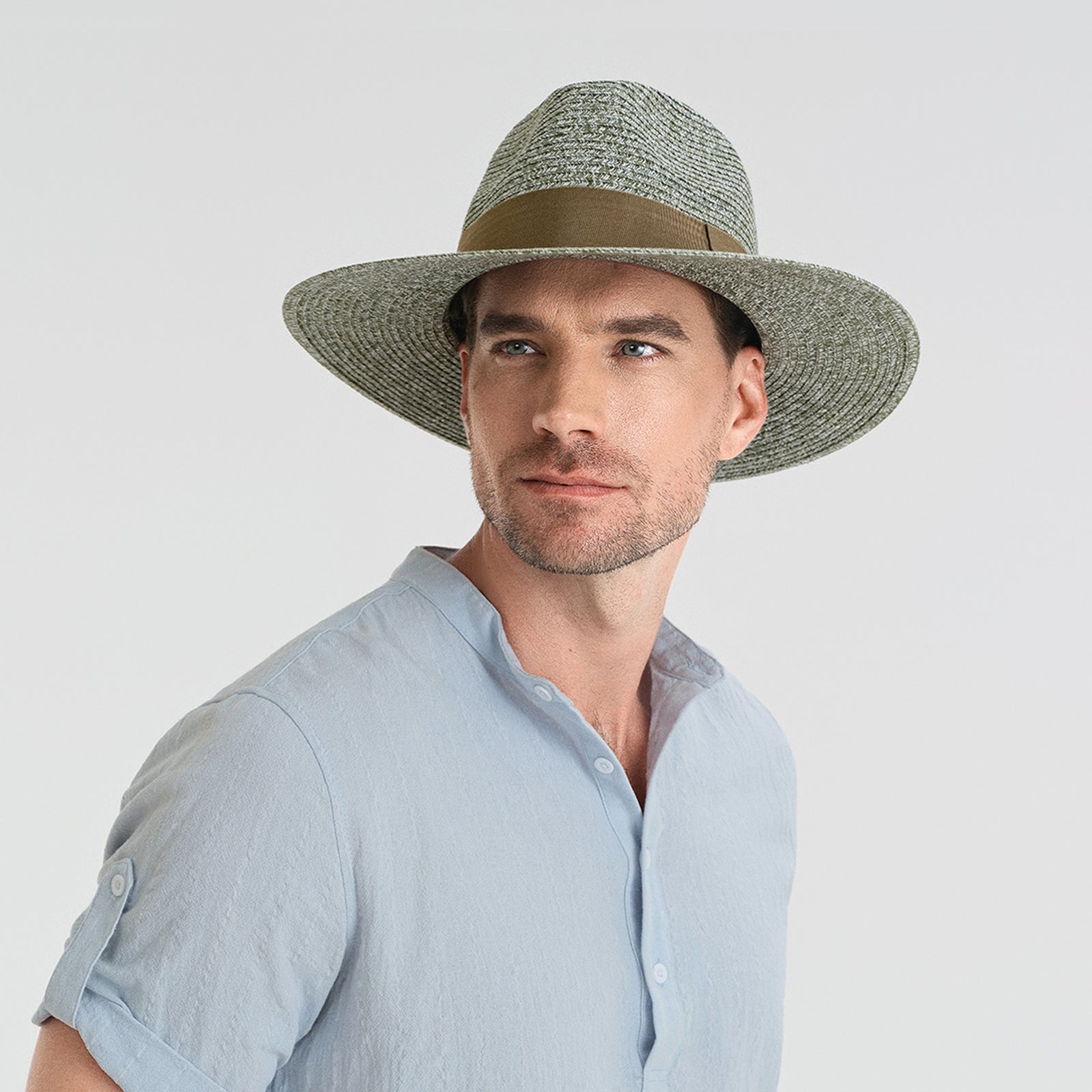 Wholesale Unisex Paper Straw Fedora Hat with  Flat Brim and UPF 50+ Sun Protection