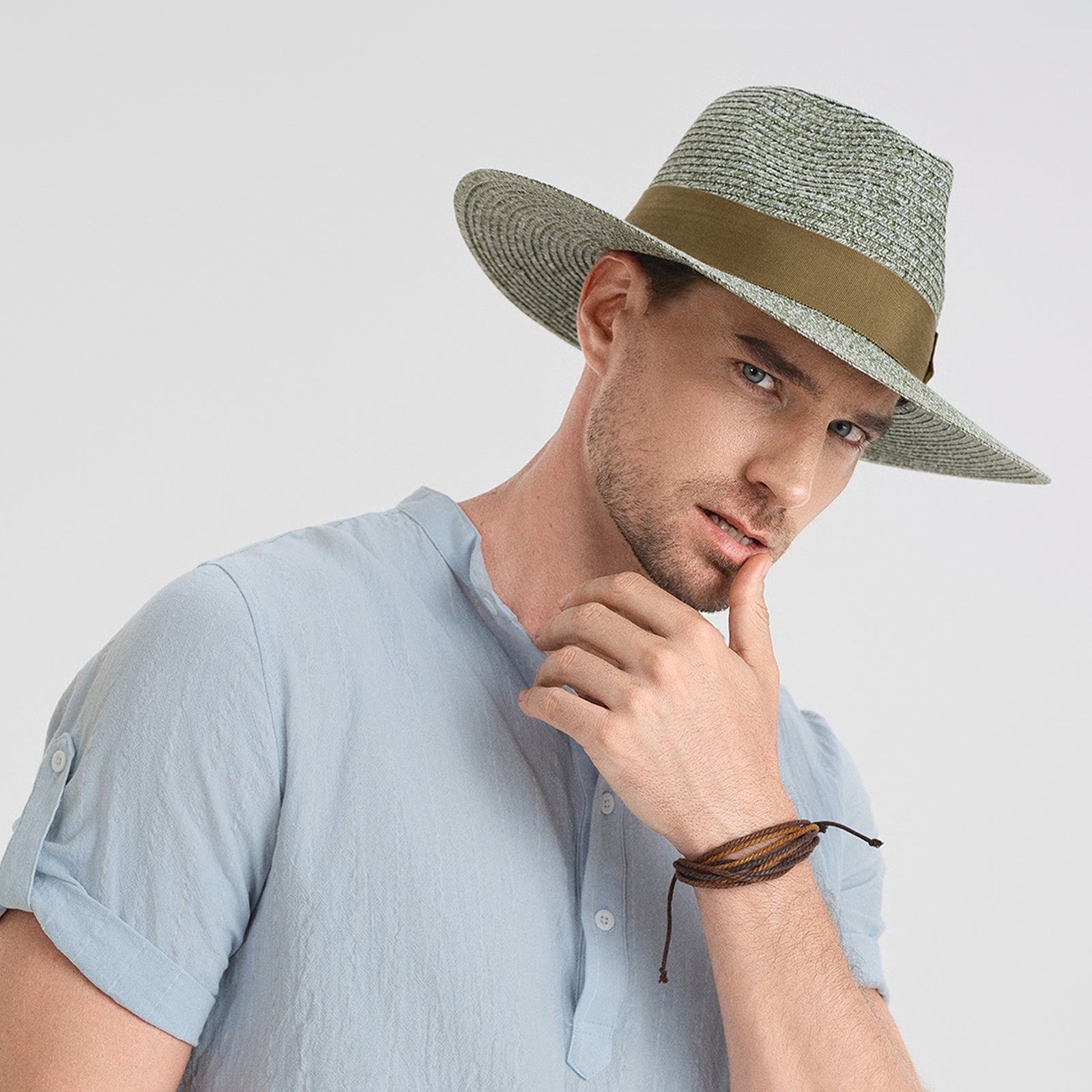 Wholesale Unisex Paper Straw Fedora Hat with  Flat Brim and UPF 50+ Sun Protection