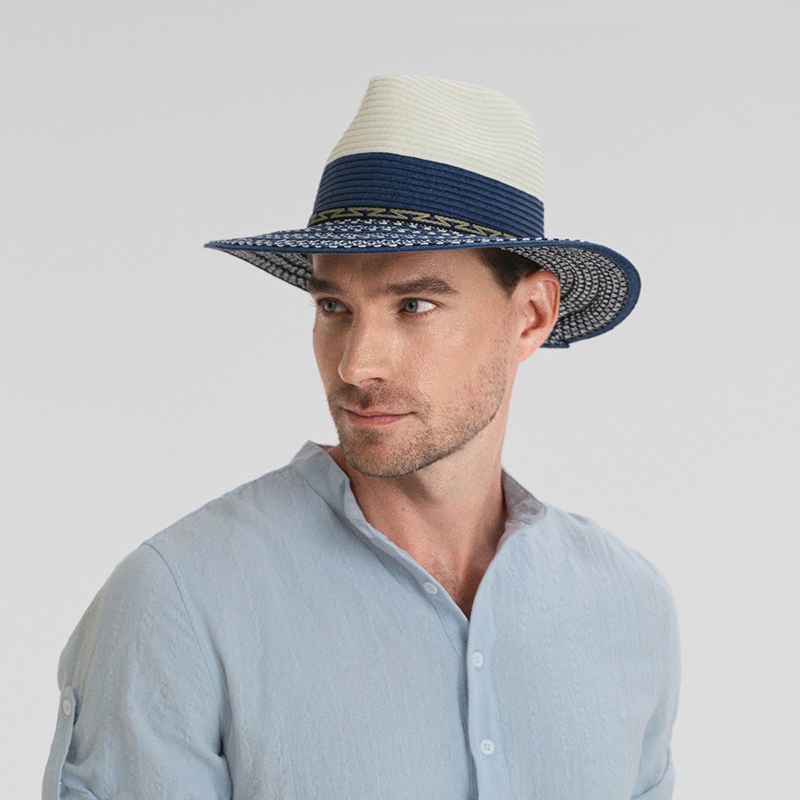 Wholesale Unisex Paper Straw Fedora Hat with Flat brim and UPF 50+ Sun Protection