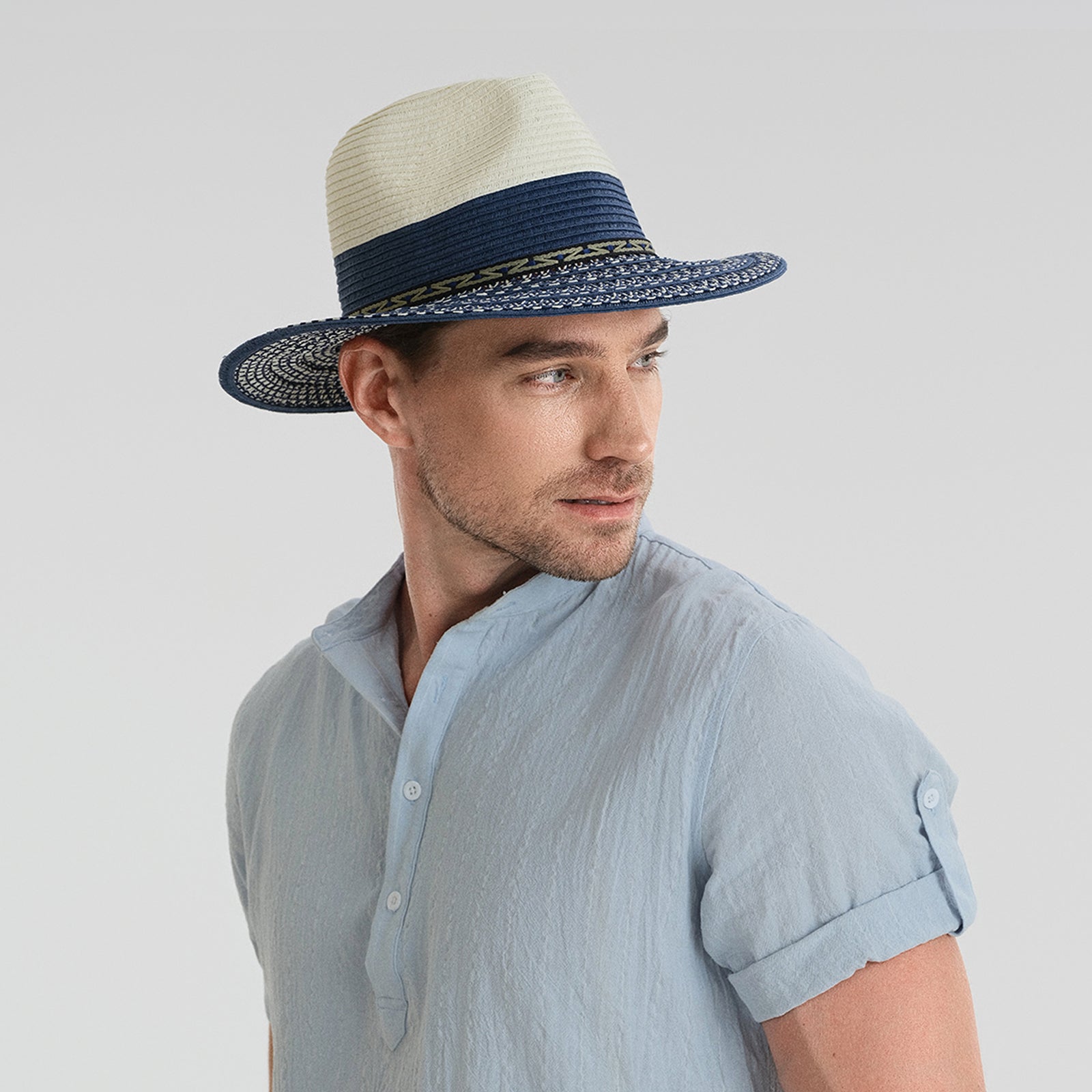 Wholesale Unisex Paper Straw Fedora Hat with Flat brim and UPF 50+ Sun Protection
