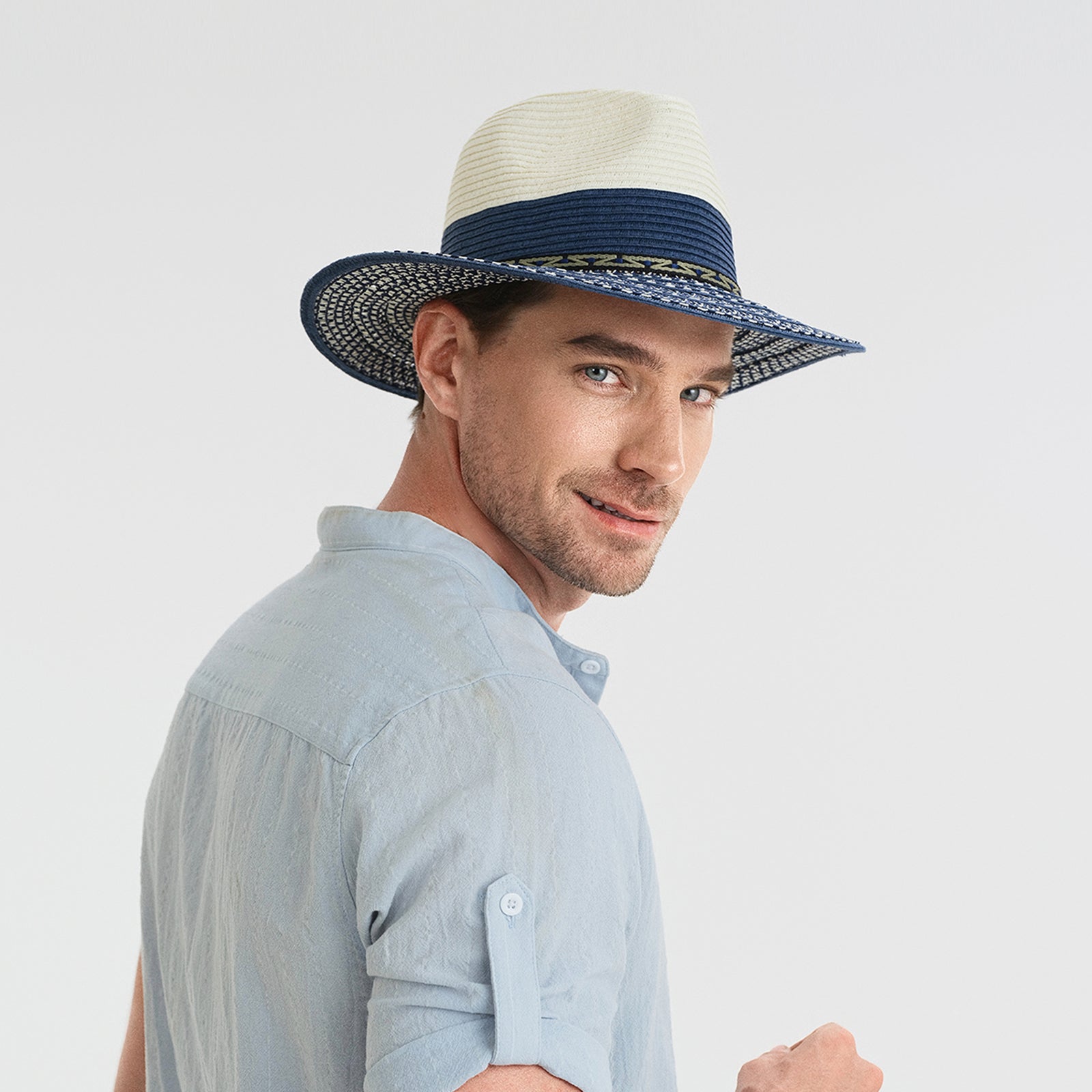 Wholesale Unisex Paper Straw Fedora Hat with Flat brim and UPF 50+ Sun Protection