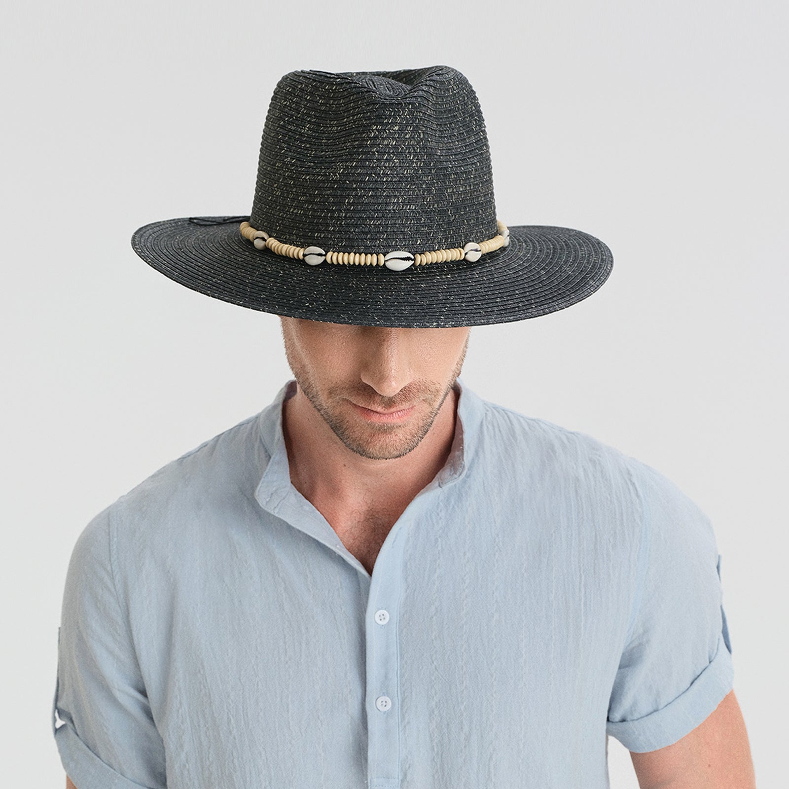 Wholesale Unisex Paper Straw Fedora Hat with  Flat Brim and UPF 50+ Sun Protection