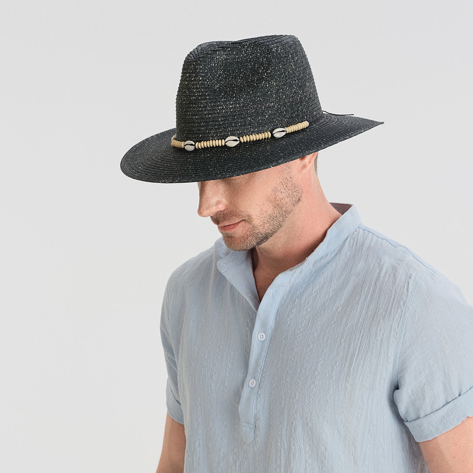 Wholesale Unisex Paper Straw Fedora Hat with  Flat Brim and UPF 50+ Sun Protection