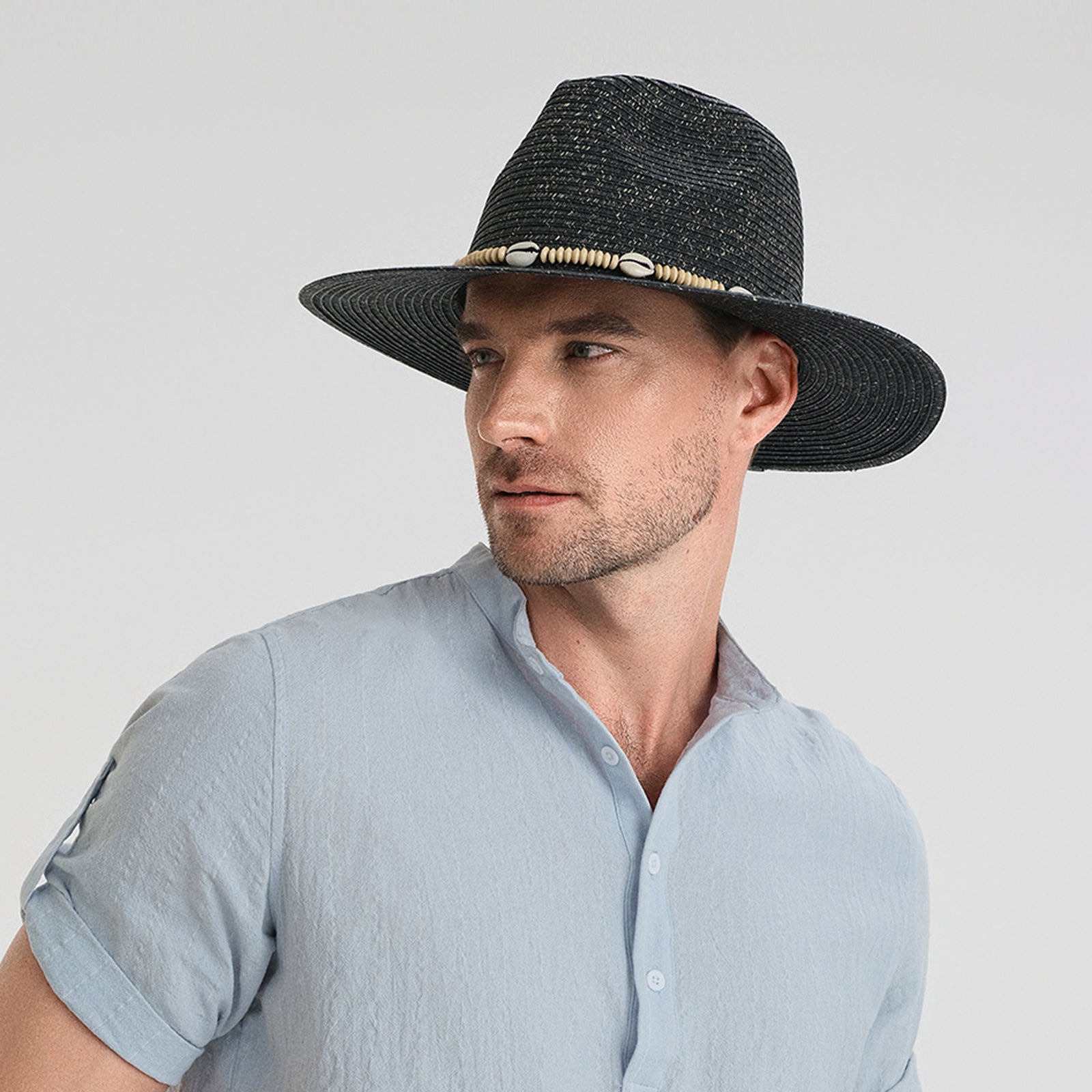 Wholesale Unisex Paper Straw Fedora Hat with  Flat Brim and UPF 50+ Sun Protection