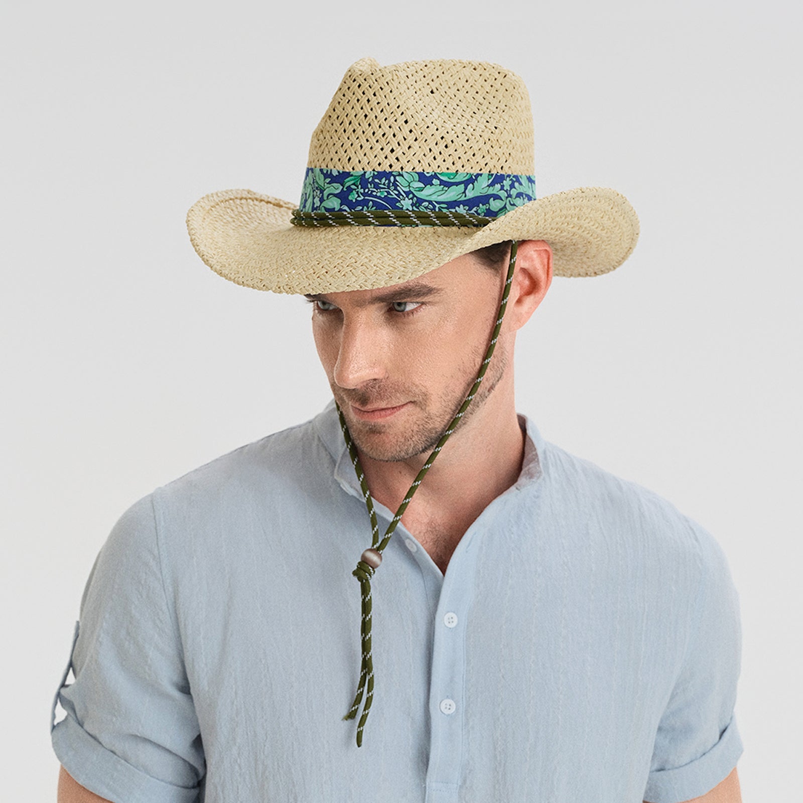 Wholesale Unisex Paper Straw Cowboy Hat with Upturned Brim and UPF 50+ Sun Protection