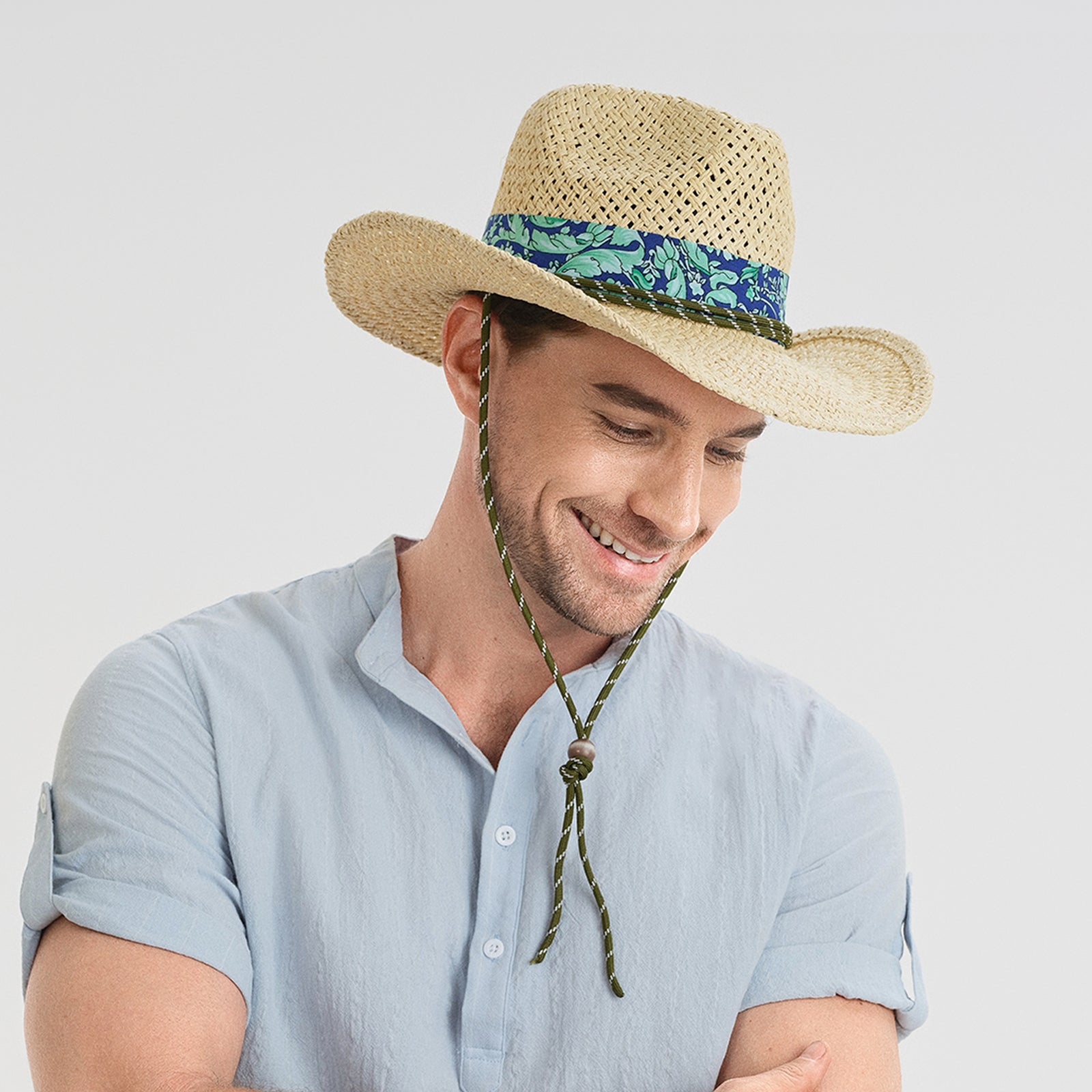 Wholesale Unisex Paper Straw Cowboy Hat with Upturned Brim and UPF 50+ Sun Protection