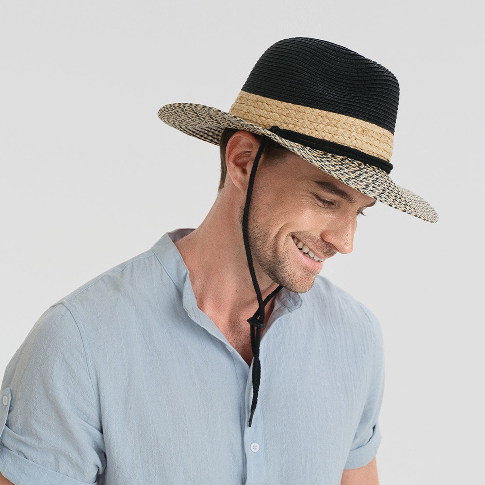 Wholesale Unisex Paper Straw Fedora Hat with  Flat Brim and UPF 50+ Sun Protection