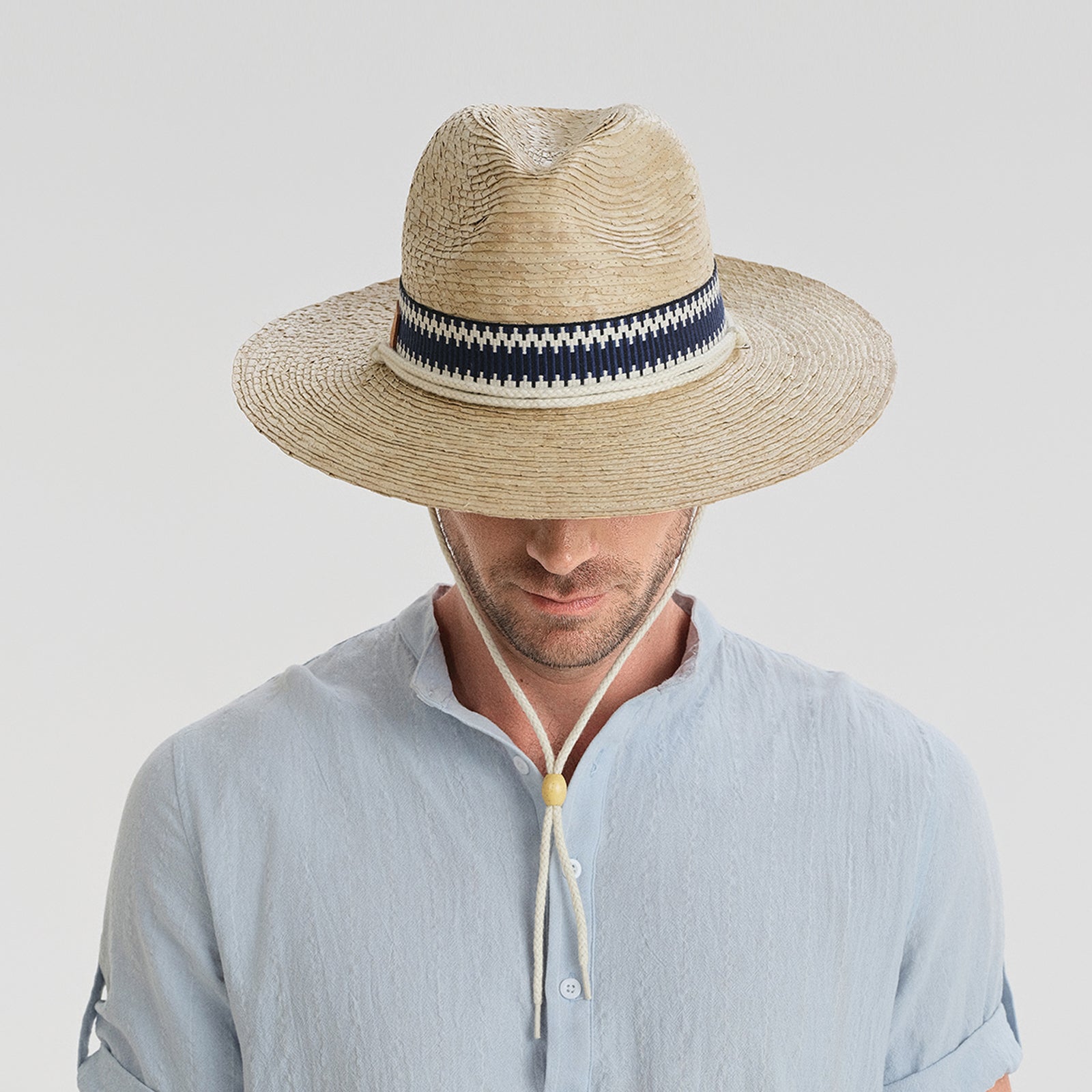 US Stock Wholesale Unisex Palm Leaf Fedora Hat with Flat brim and UPF 50+ Sun Protection