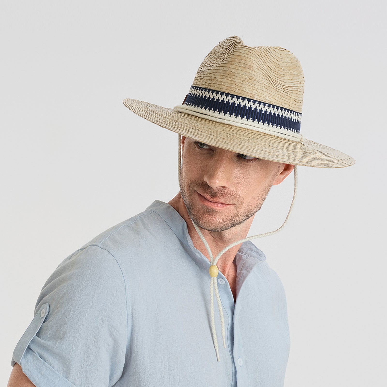 US Stock Wholesale Unisex Palm Leaf Fedora Hat with Flat brim and UPF 50+ Sun Protection