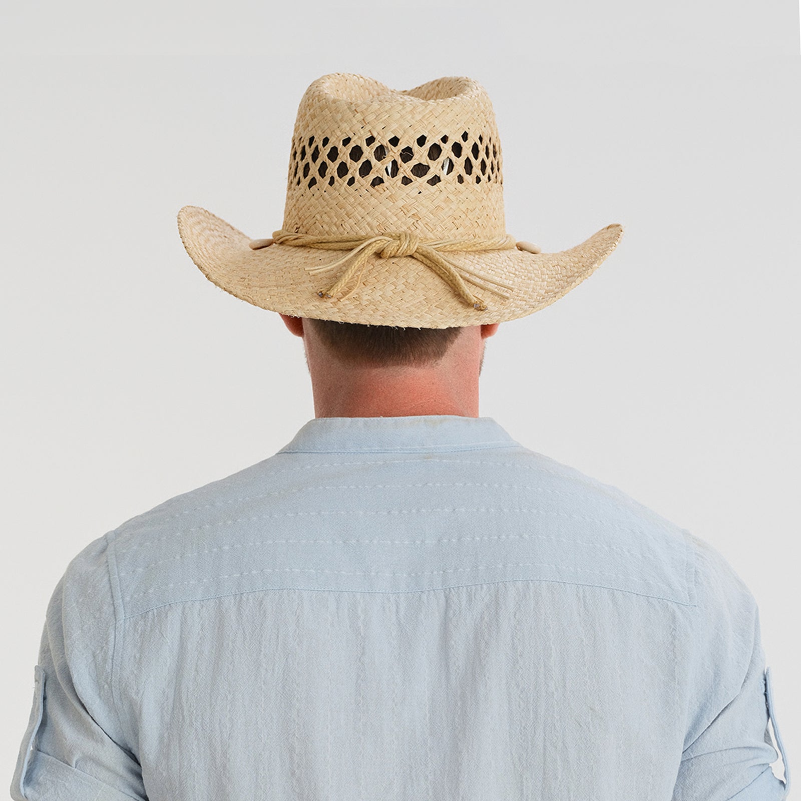Wholesale Unisex Raffia Cowboy Hat with Upturned Brim and UPF 50+ Sun Protection