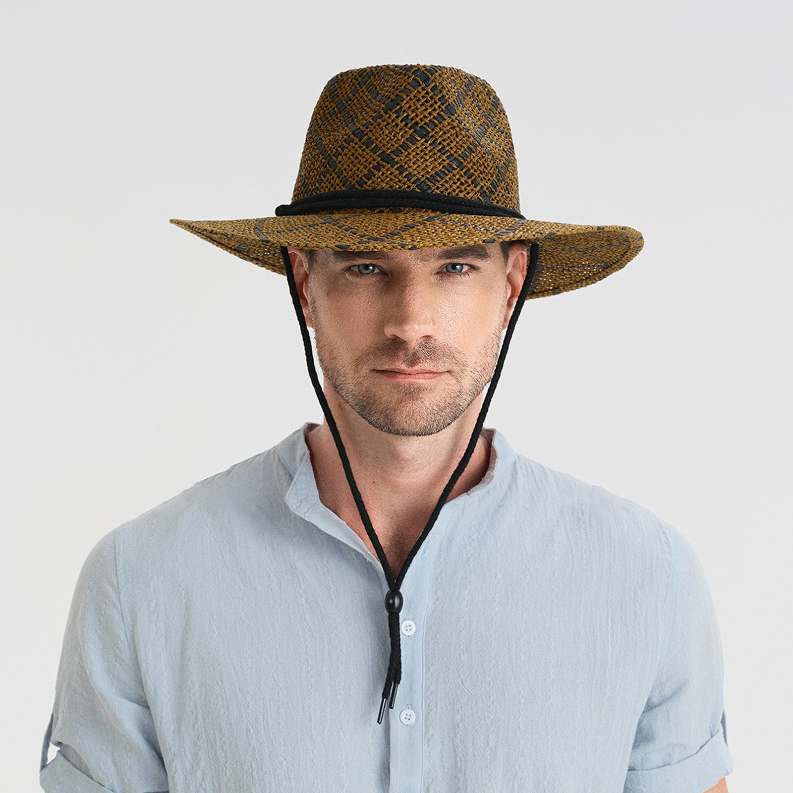 Wholesale Unisex Paper Straw Fedora Hat with  Flat Brim and UPF 50+ Sun Protection