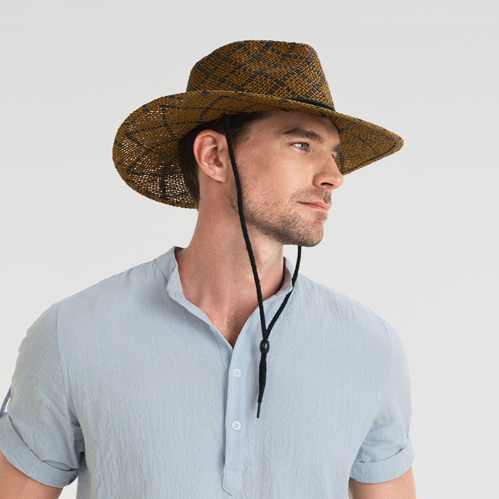 Wholesale Unisex Paper Straw Fedora Hat with  Flat Brim and UPF 50+ Sun Protection
