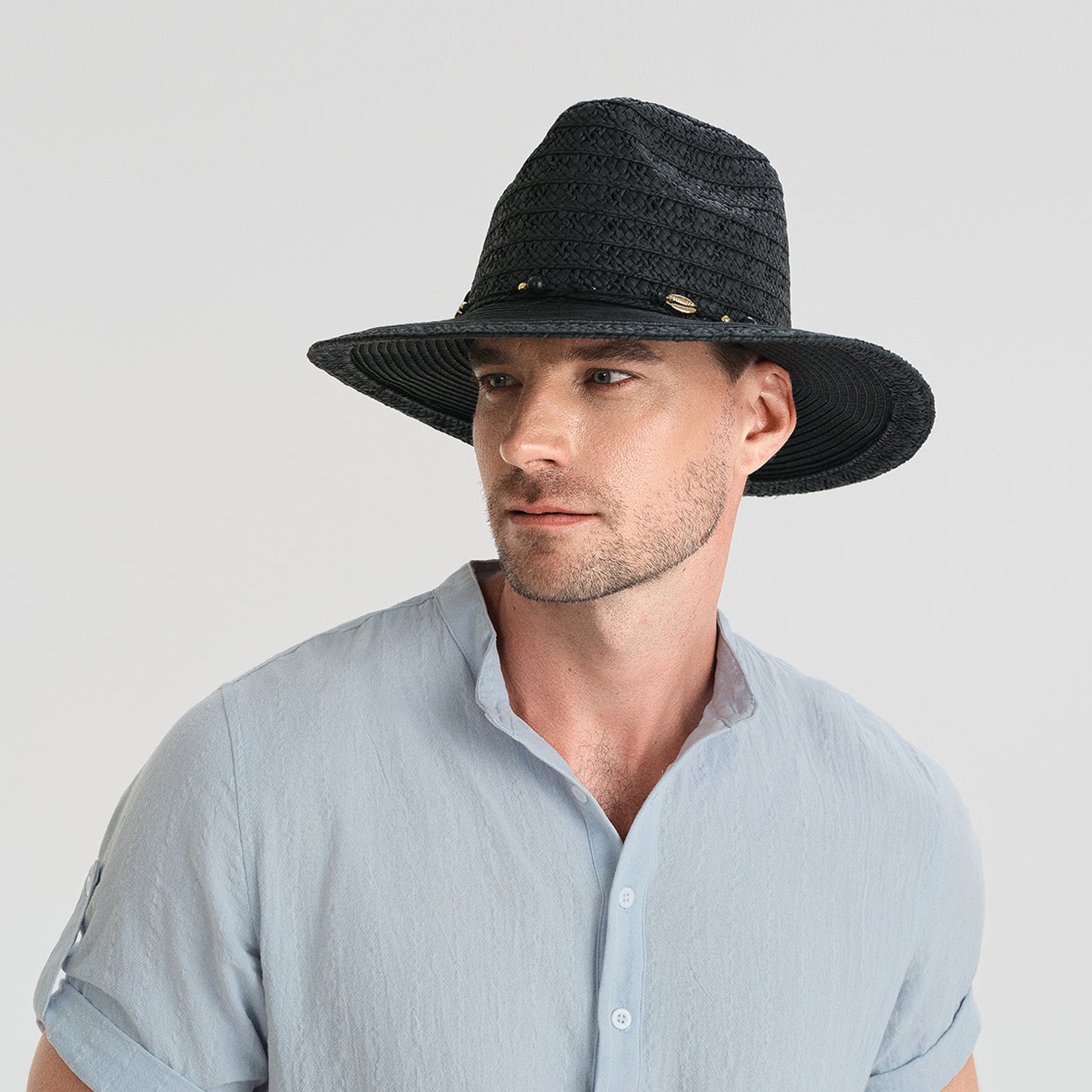 Wholesale Unisex Paper Straw Fedora Hat with Flat brim and UPF 50+ Sun Protection