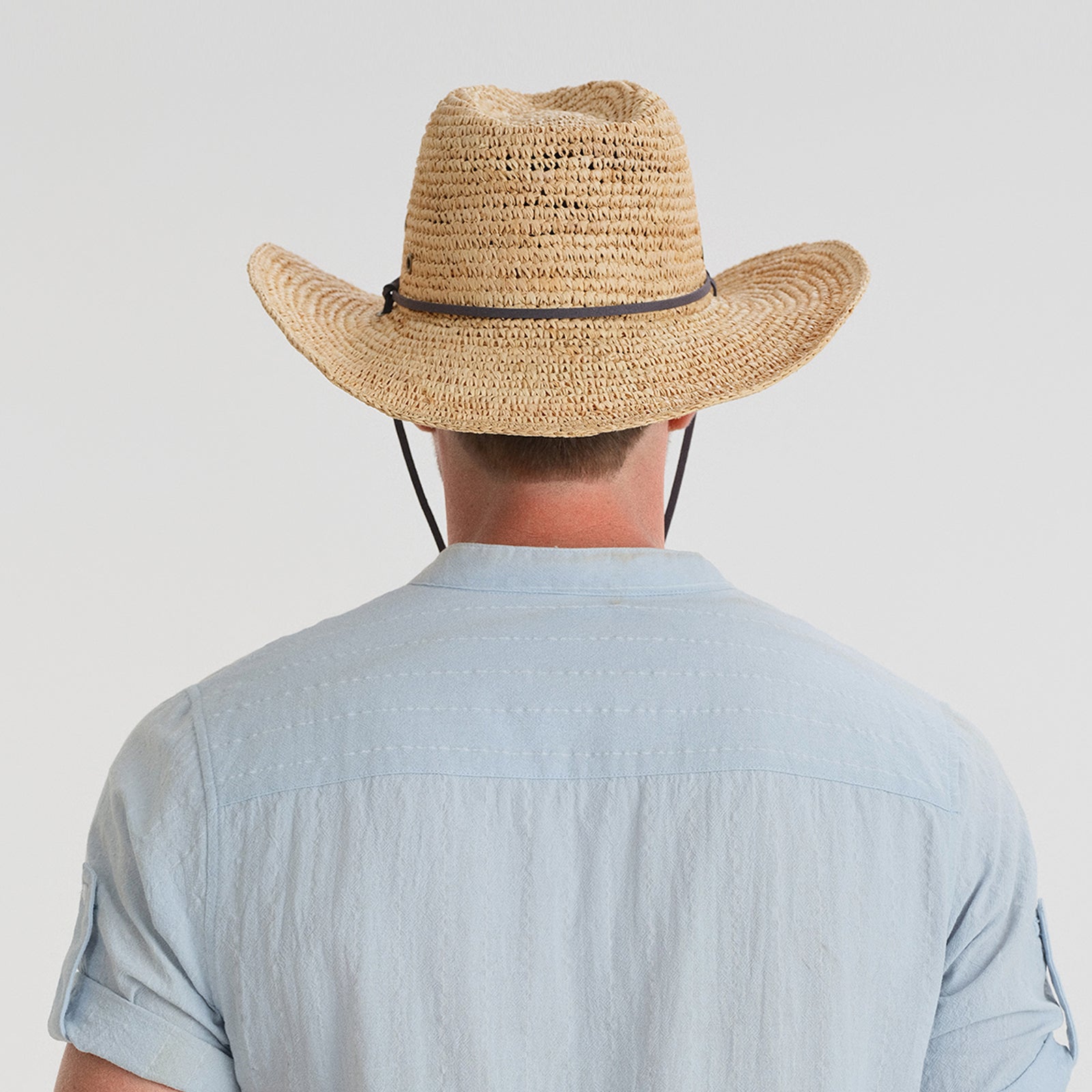 US Stock Wholesale Unisex Raffia Cowboy Hat with Upturned Brim and UPF 50+ Sun Protection