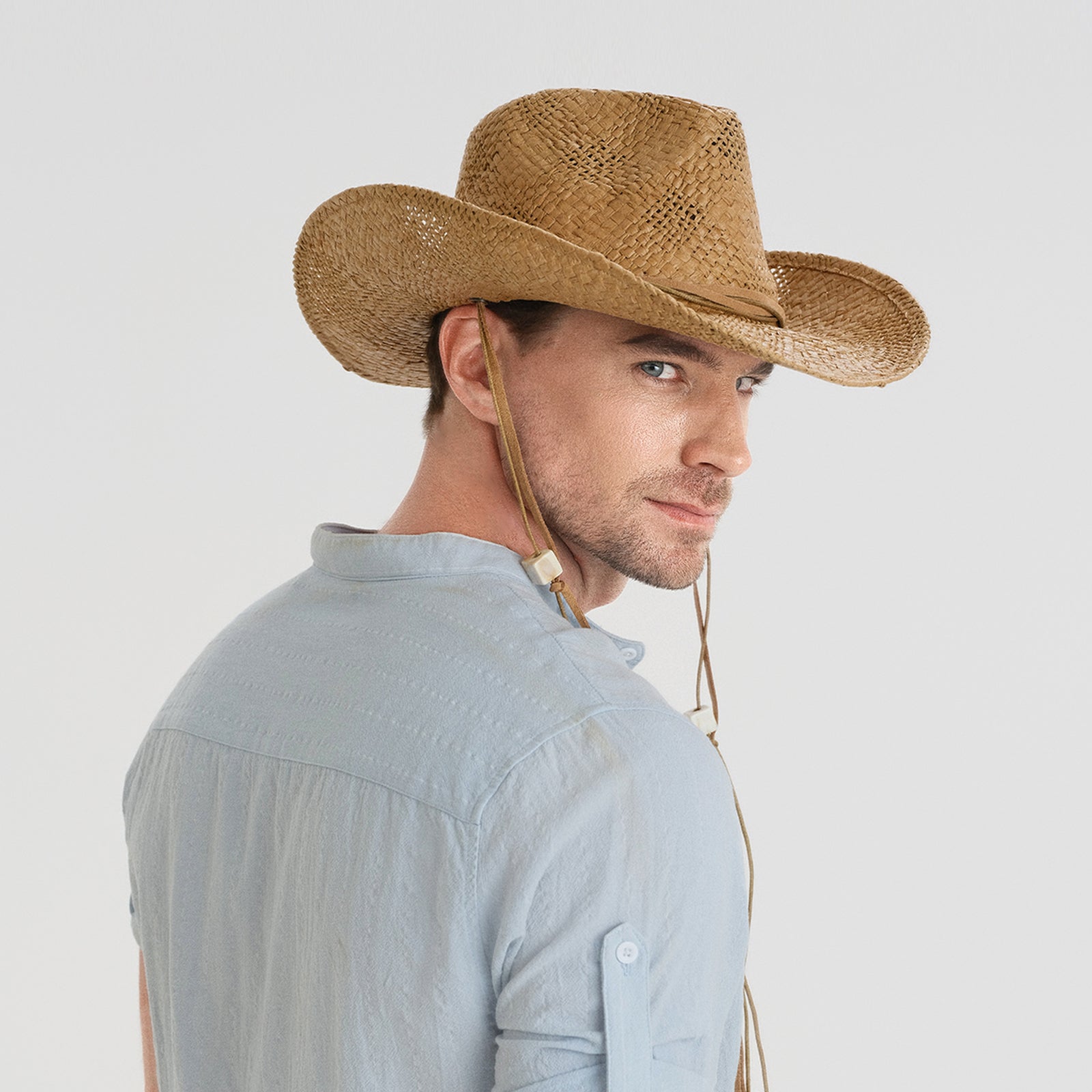 Wholesale Unisex Paper Straw Cowboy Hat with Upturned Brim and UPF 50+ Sun Protection
