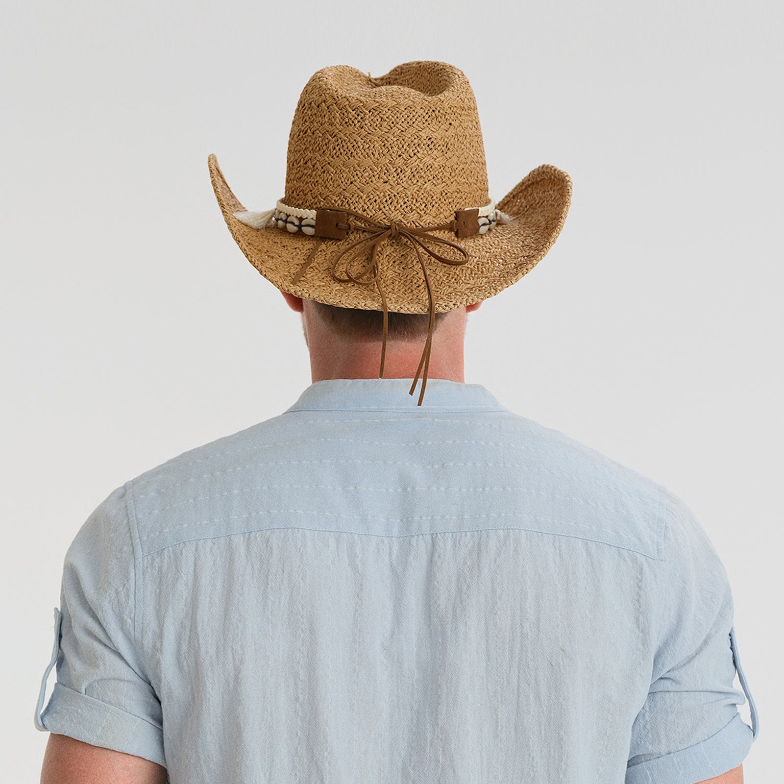 US Stock Wholesale Unisex Paper Straw Cowboy Hat with Upturned Brim and UPF 50+ Sun Protection