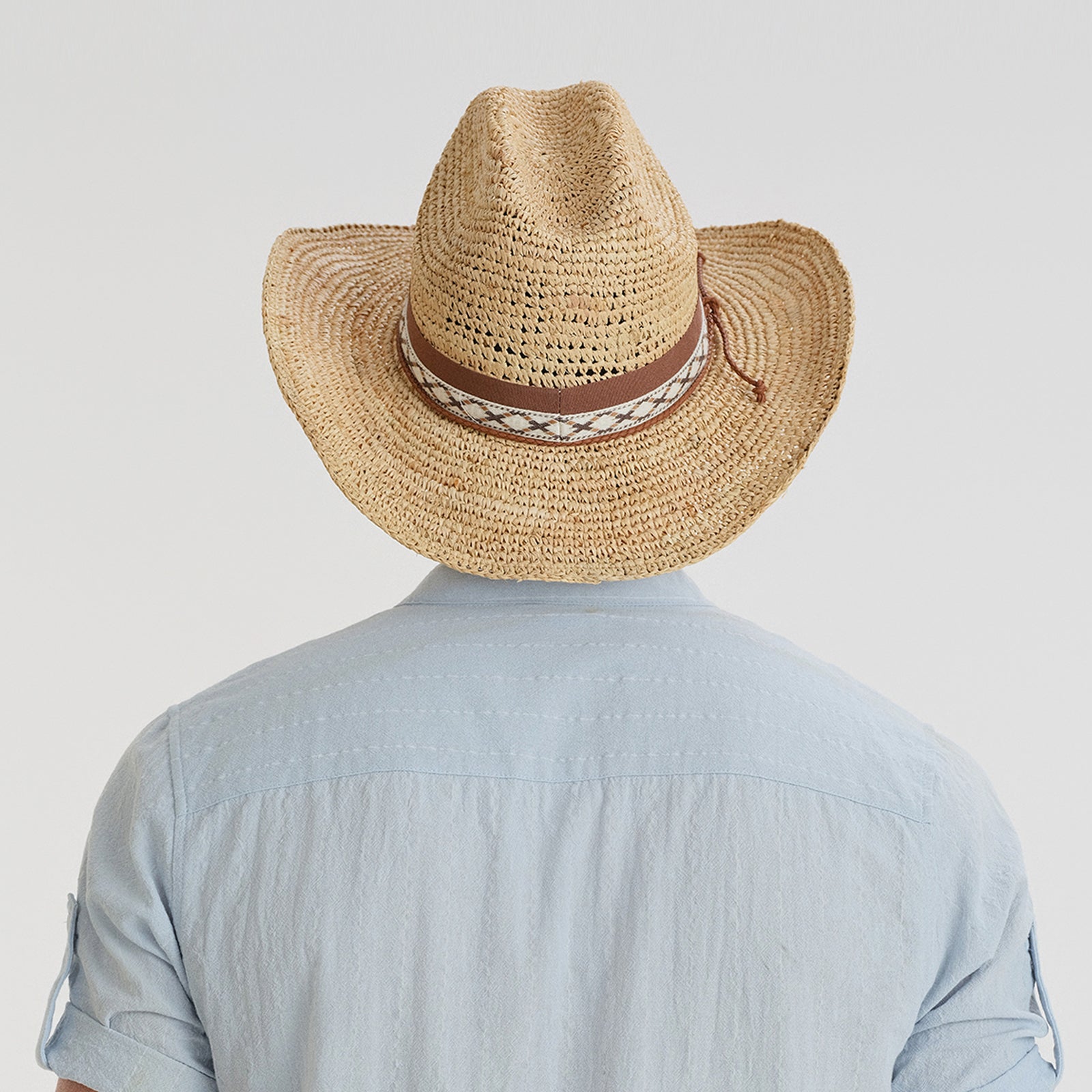 Wholesale Unisex Raffia Cowboy Hat with Upturned Brim and UPF 50+ Sun Protection