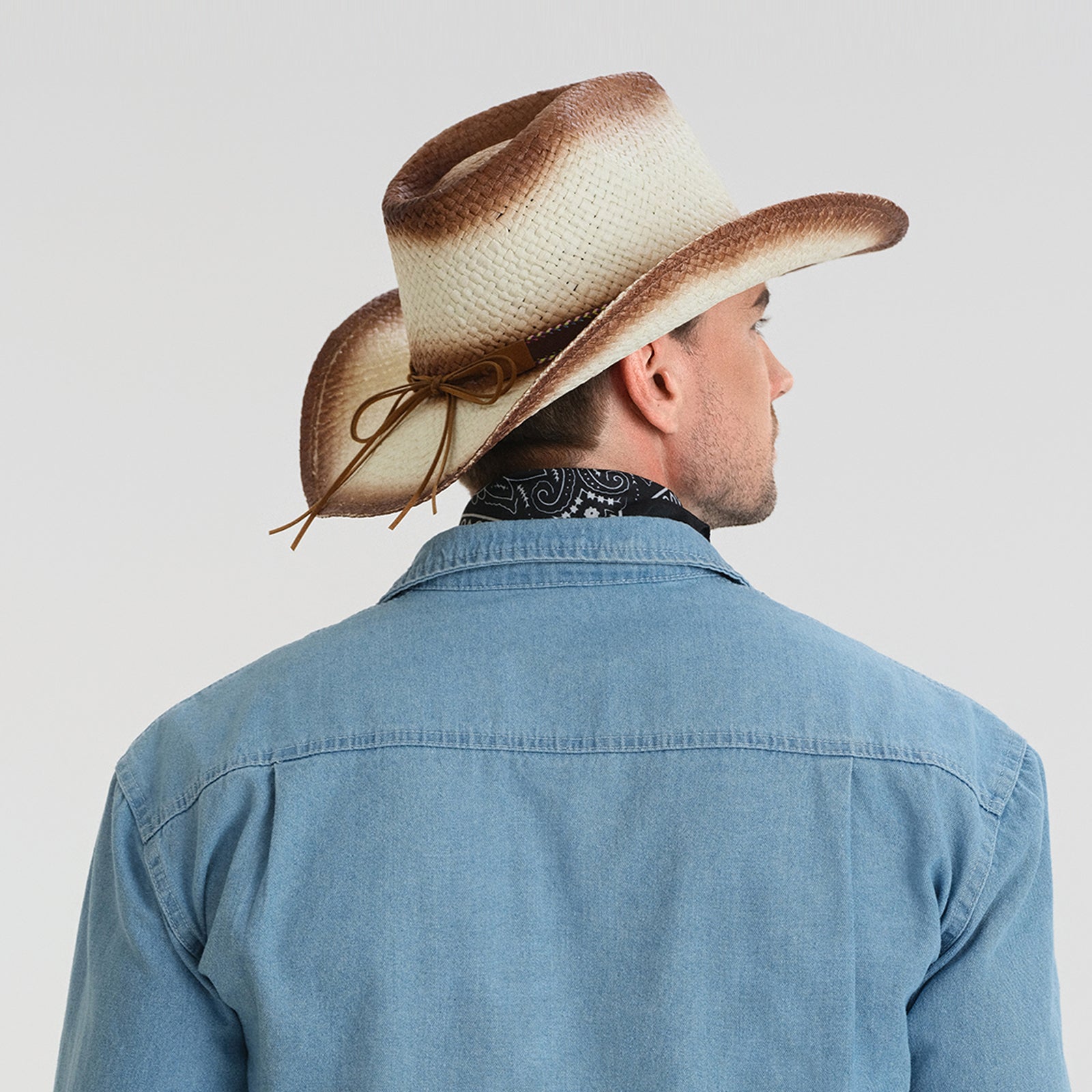Wholesale Unisex Paper Straw Cowboy Hat with Upturned Brim and UPF 50+ Sun Protection