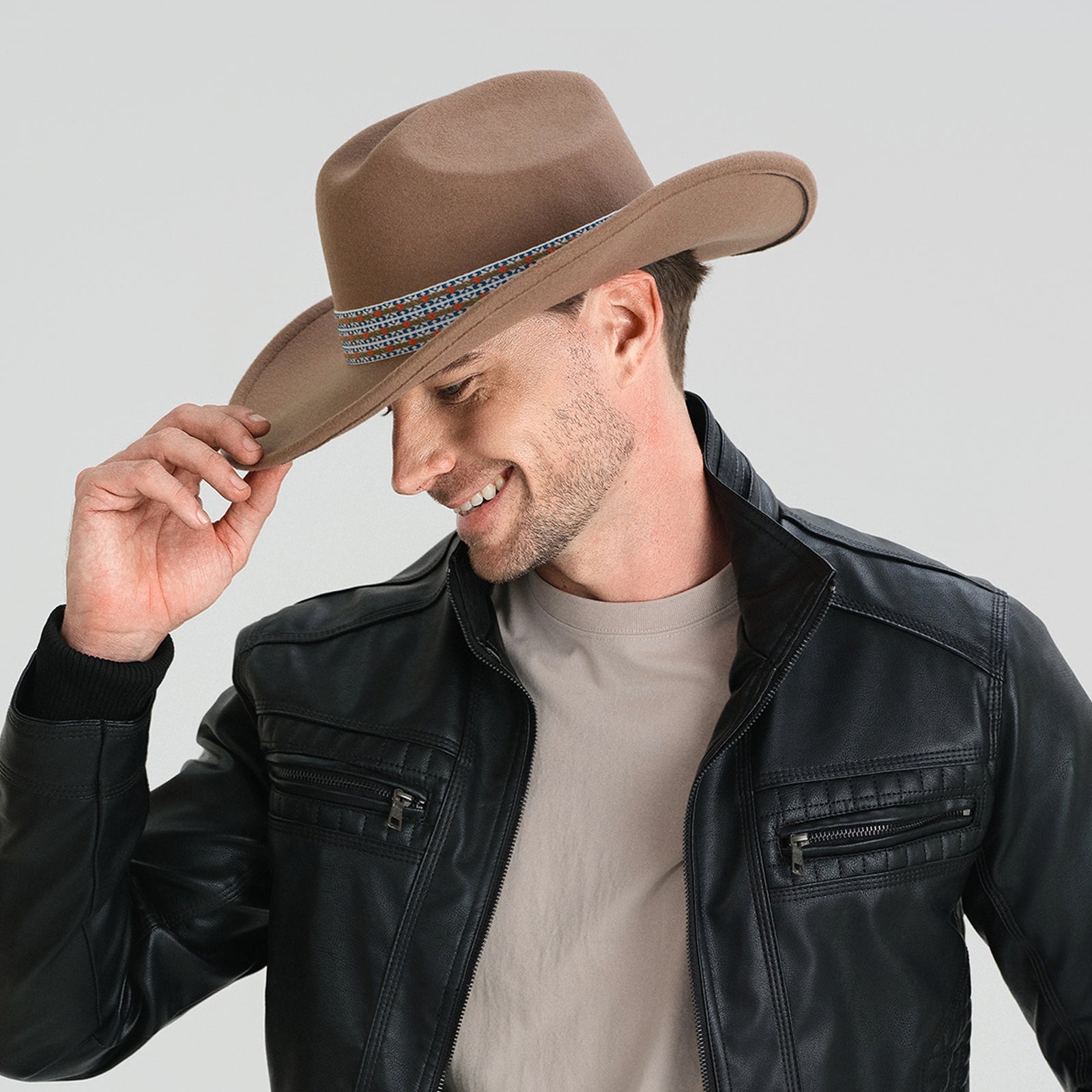 Wholesale Unisex Polyester Cowboy Hat with Upturned Brim and UPF 50+ Sun Protection