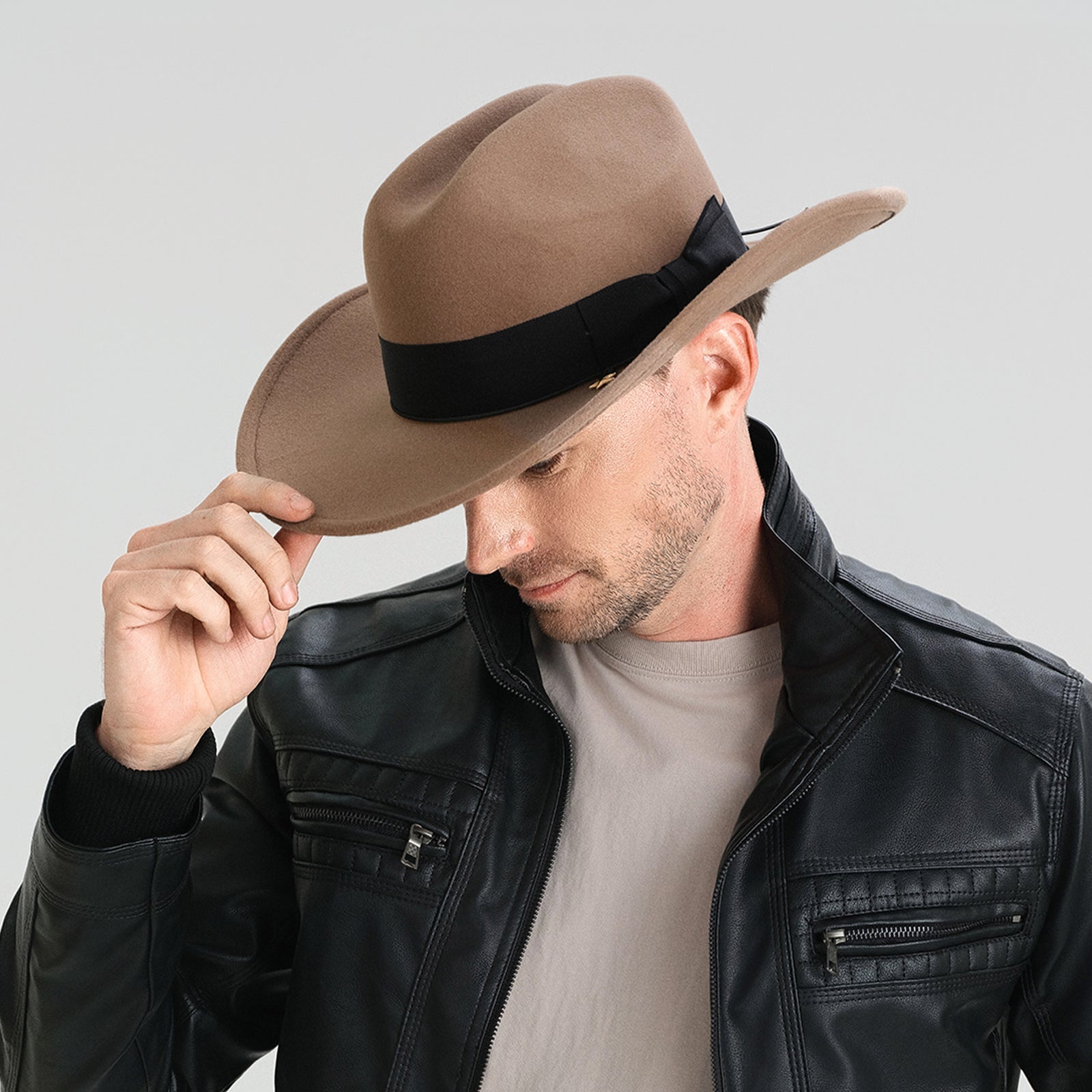 Wholesale Unisex Polyester Cowboy Hat with Upturned Brim and UPF 50+ Sun Protection