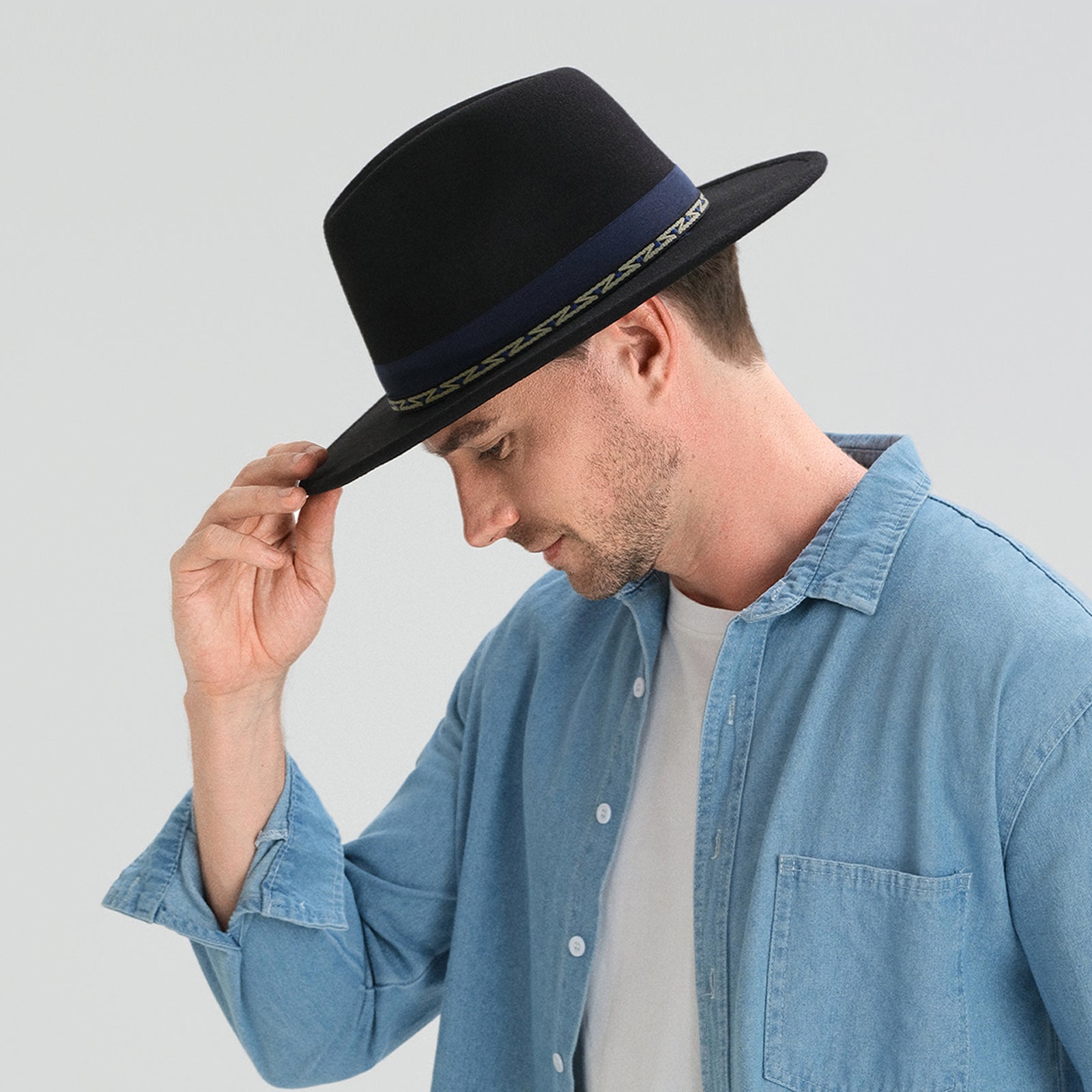 Wholesale Unisex Polyester Fedora Hat with  Flat Brim and UPF 50+ Sun Protection