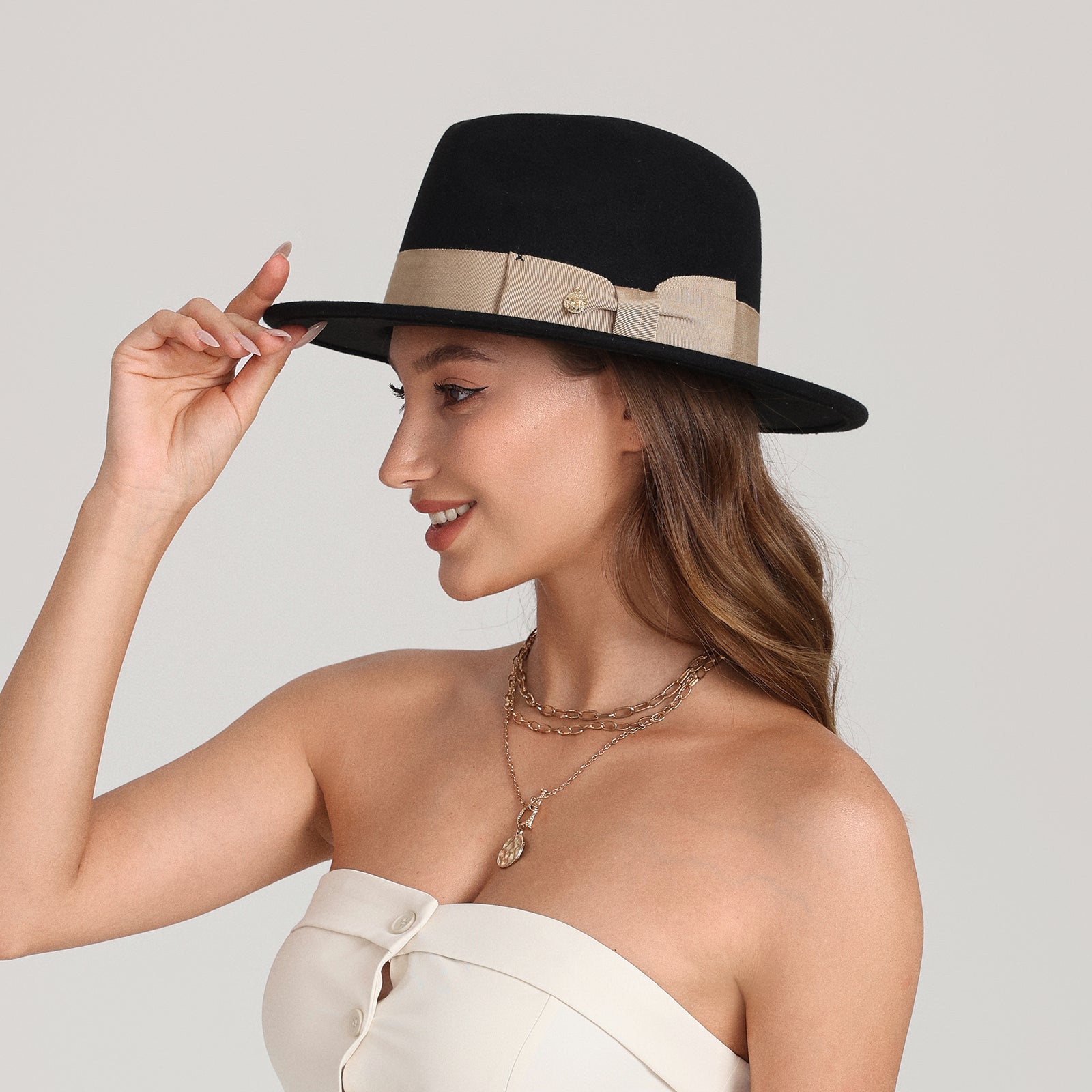 Wholesale Unisex Polyester Fedora Hat with  Flat Brim and UPF 50+ Sun Protection