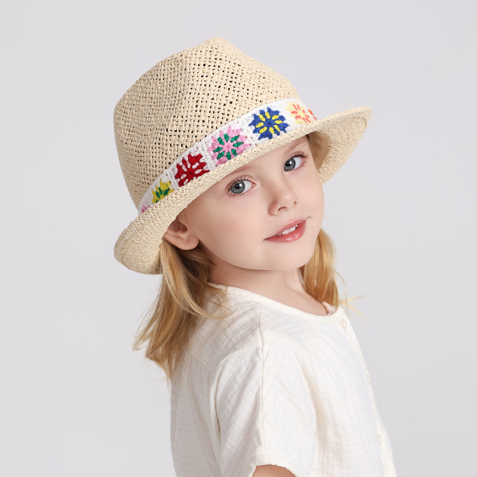 Wholesale Children's Paper Straw Sun Hat for Ages 2-6 with UPF 50+ Sun Protection