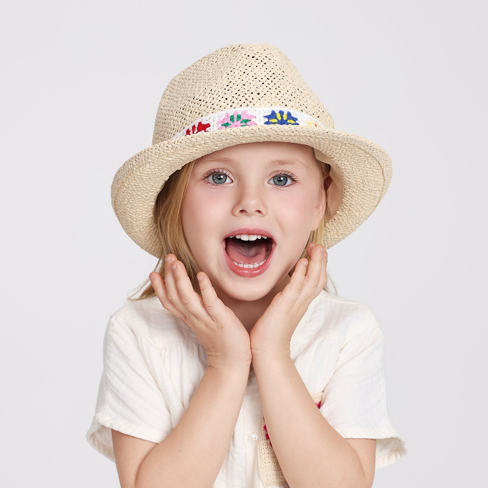 Wholesale Children's Paper Straw Sun Hat for Ages 2-6 with UPF 50+ Sun Protection