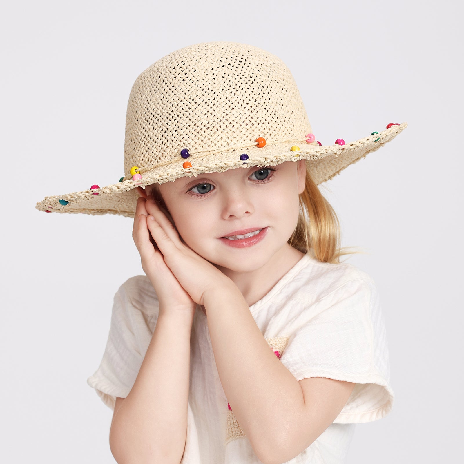 Wholesale Children's Paper Straw Bucket Hat for Ages 2-6 with UPF 50+ Sun Protection