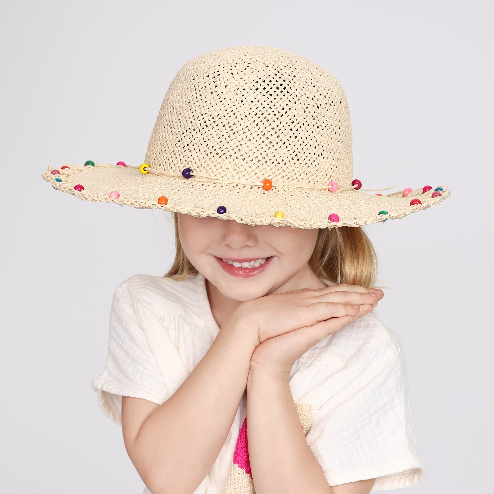 Wholesale Children's Paper Straw Bucket Hat for Ages 2-6 with UPF 50+ Sun Protection