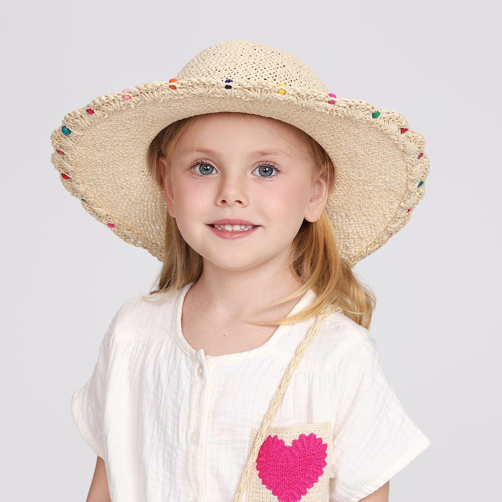 Wholesale Children's Paper Straw Bucket Hat for Ages 2-6 with UPF 50+ Sun Protection