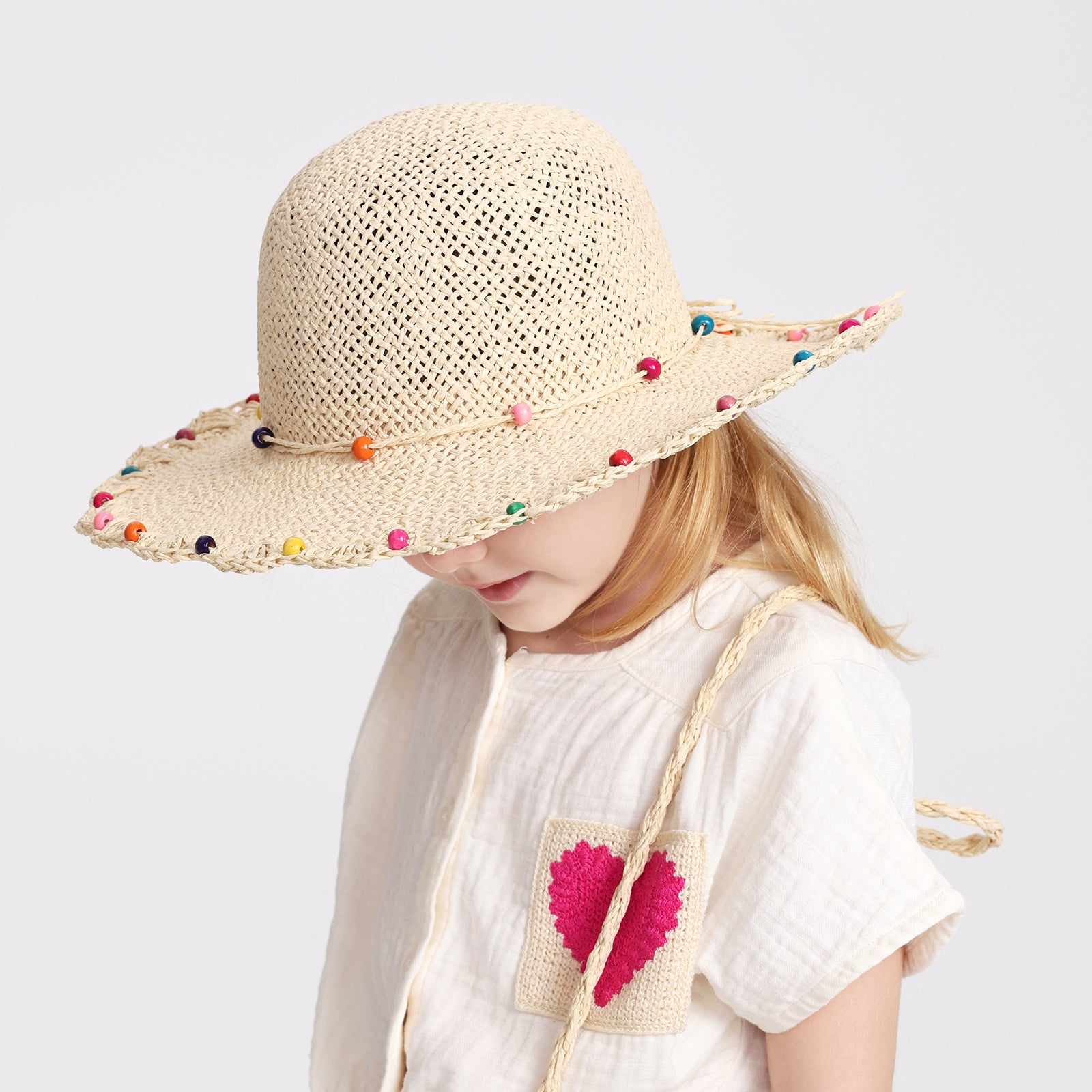 Wholesale Children's Paper Straw Bucket Hat for Ages 2-6 with UPF 50+ Sun Protection