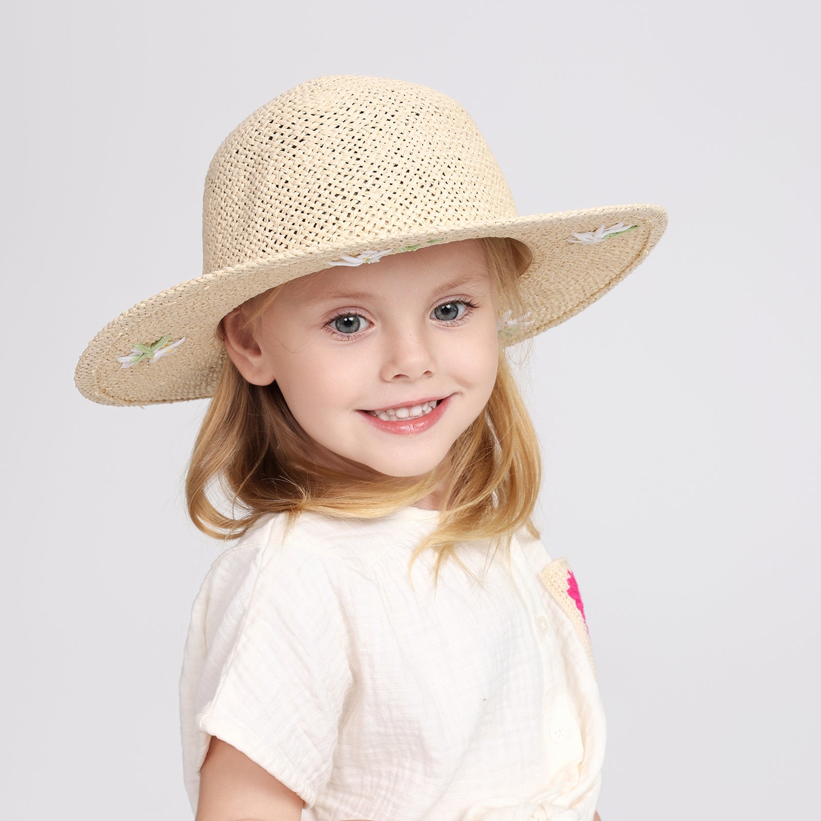 Wholesale Children's Paper Straw Sun Hat for Ages 2-6 with UPF 50+ Sun Protection