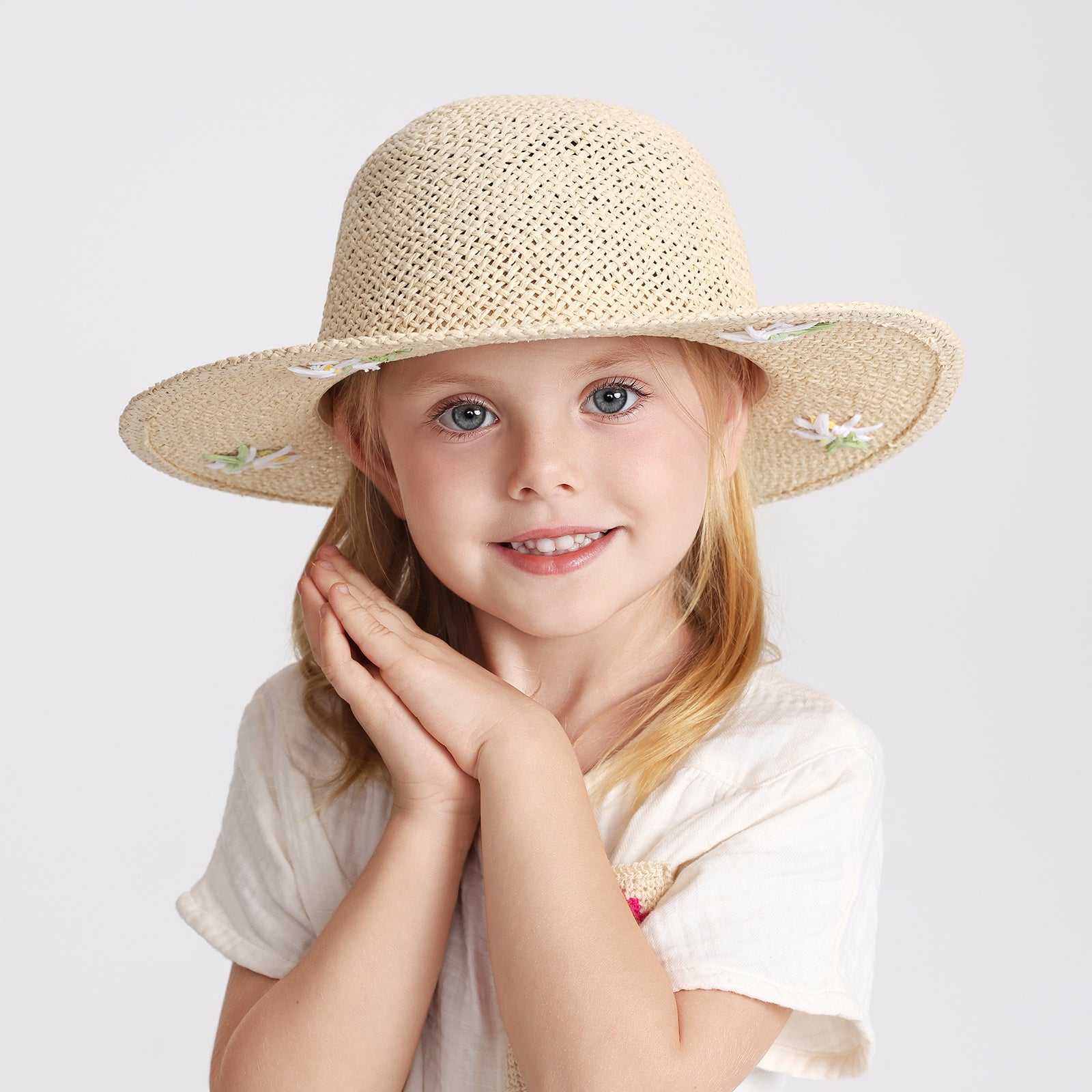 Wholesale Children's Paper Straw Sun Hat for Ages 2-6 with UPF 50+ Sun Protection