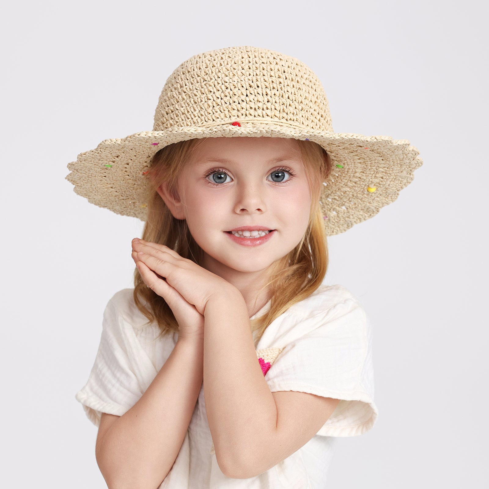 Wholesale Children's Paper Straw Sun Hat for Ages 2-6 with UPF 50+ Sun Protection