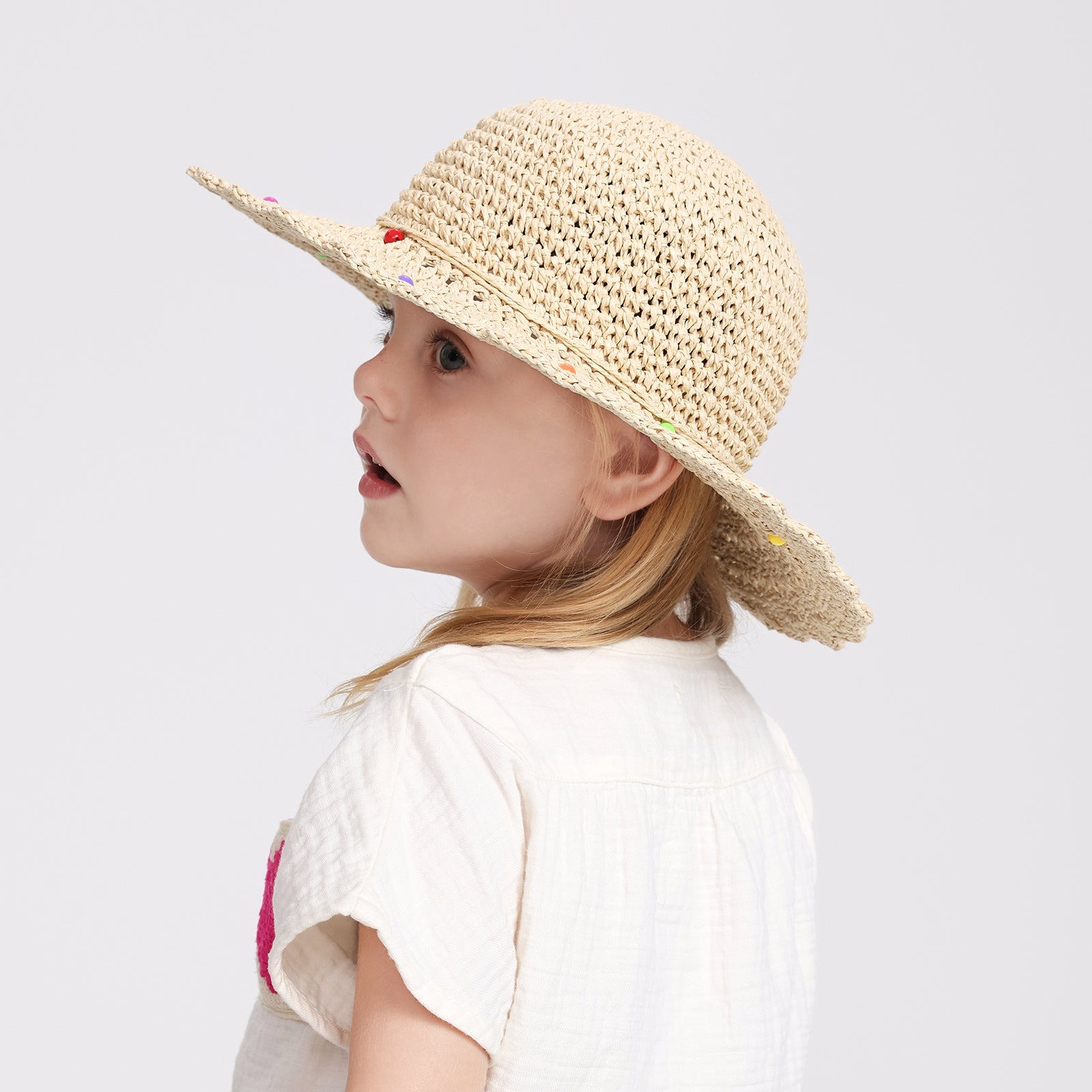 Wholesale Children's Paper Straw Sun Hat for Ages 2-6 with UPF 50+ Sun Protection