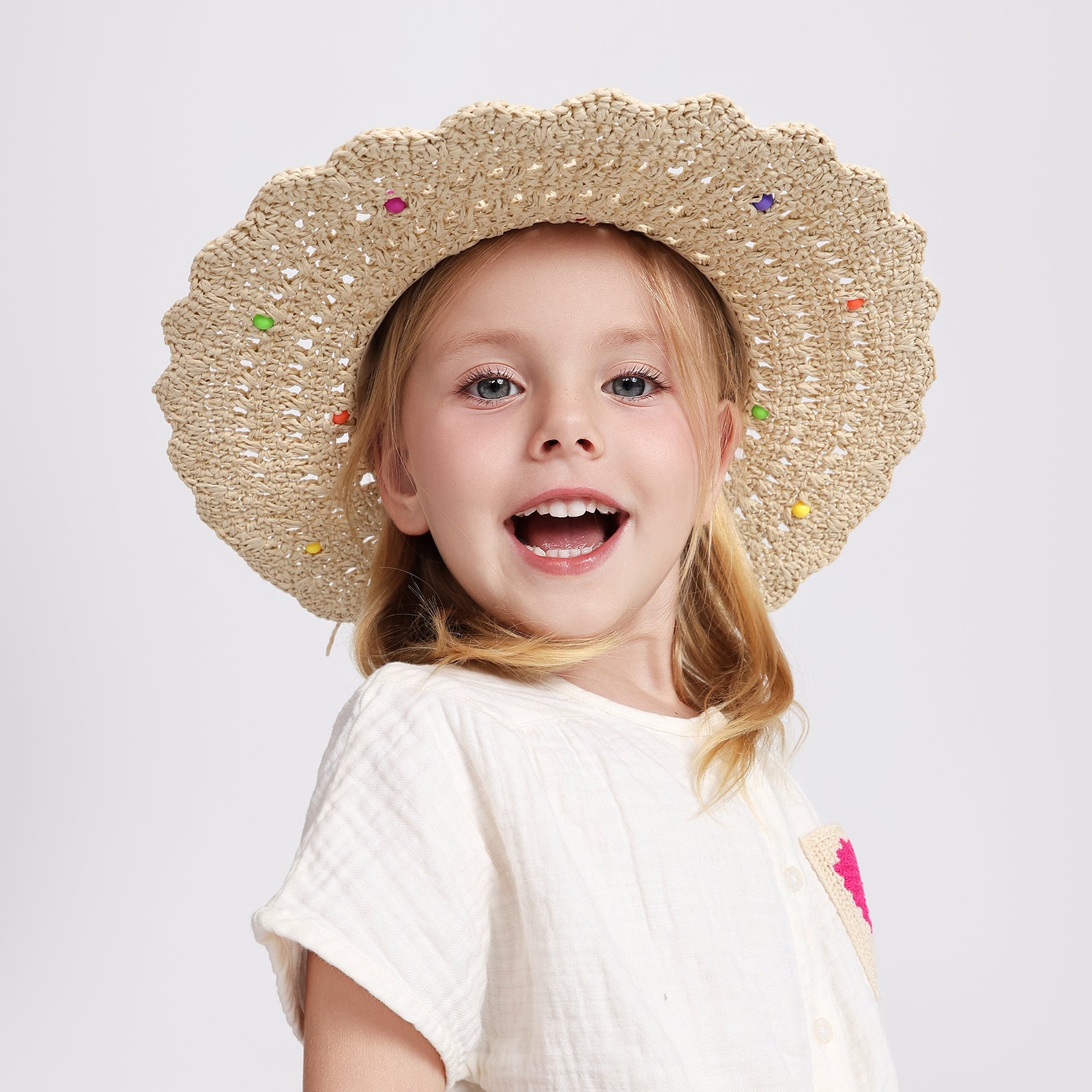 Wholesale Children's Paper Straw Sun Hat for Ages 2-6 with UPF 50+ Sun Protection