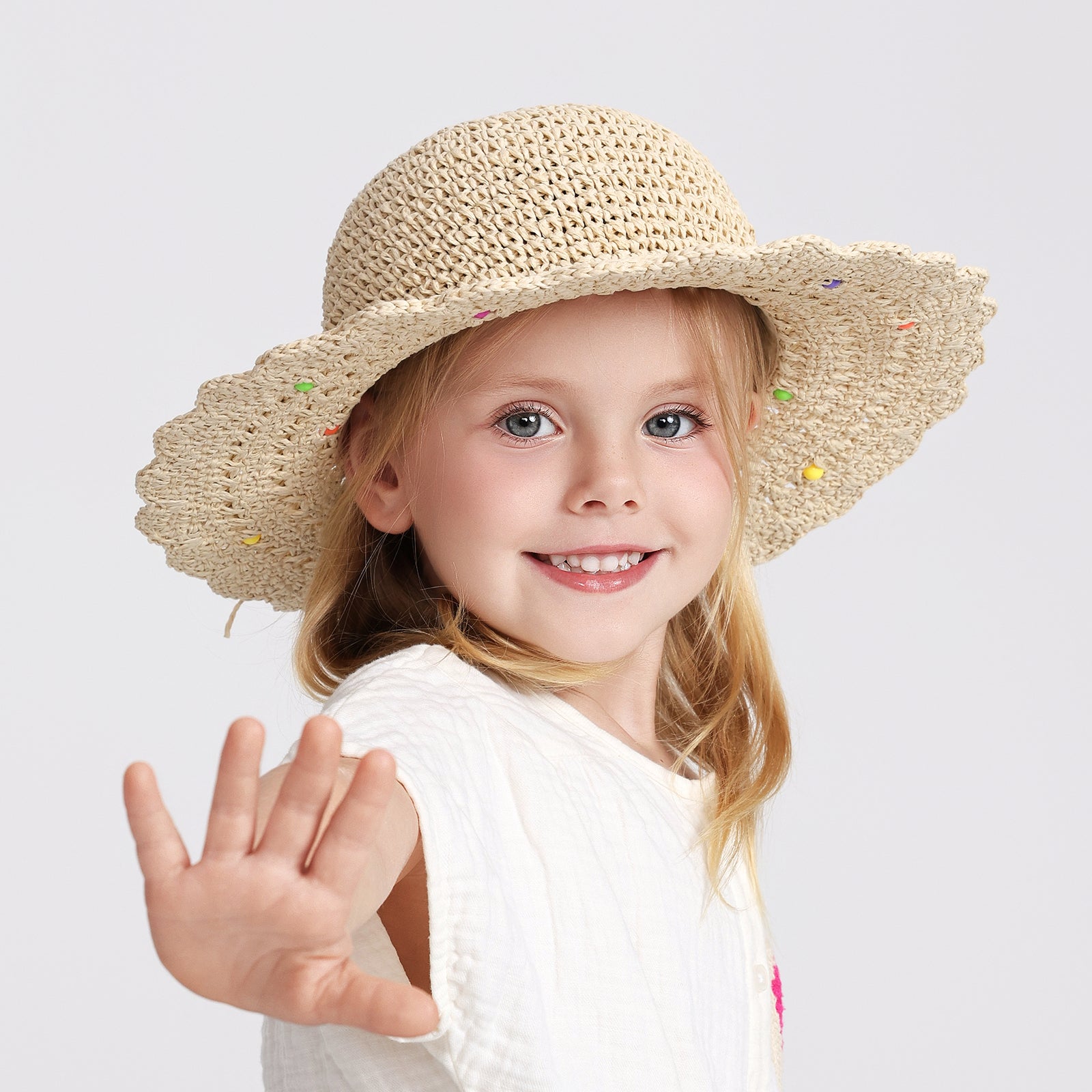 Wholesale Children's Paper Straw Sun Hat for Ages 2-6 with UPF 50+ Sun Protection