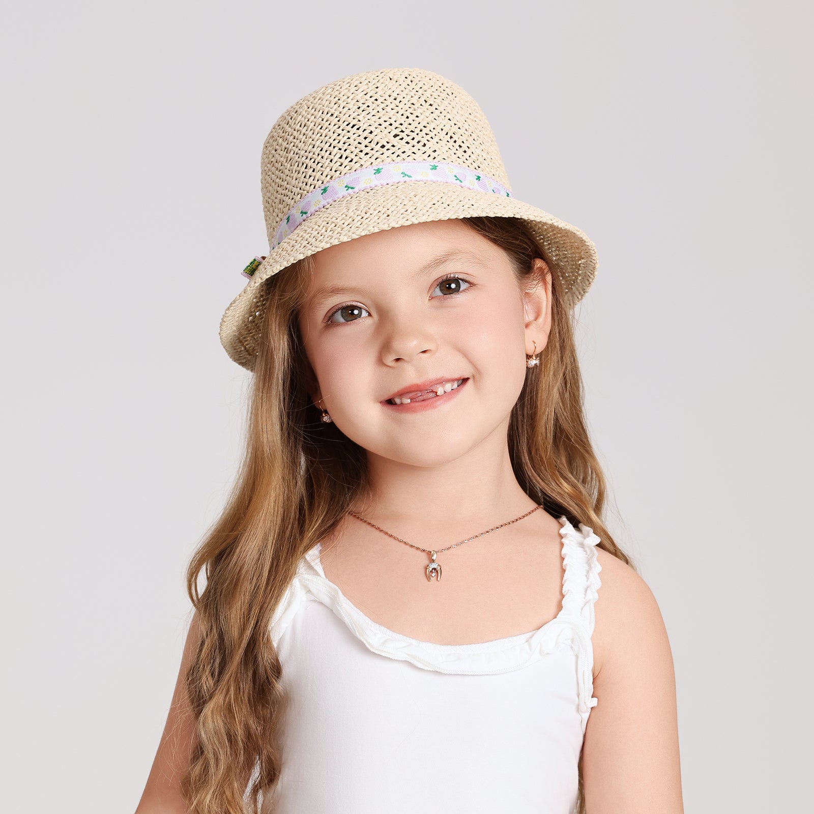 Wholesale Children's Paper Straw Bucket Hat for Ages 2-6 with UPF 50+ Sun Protection