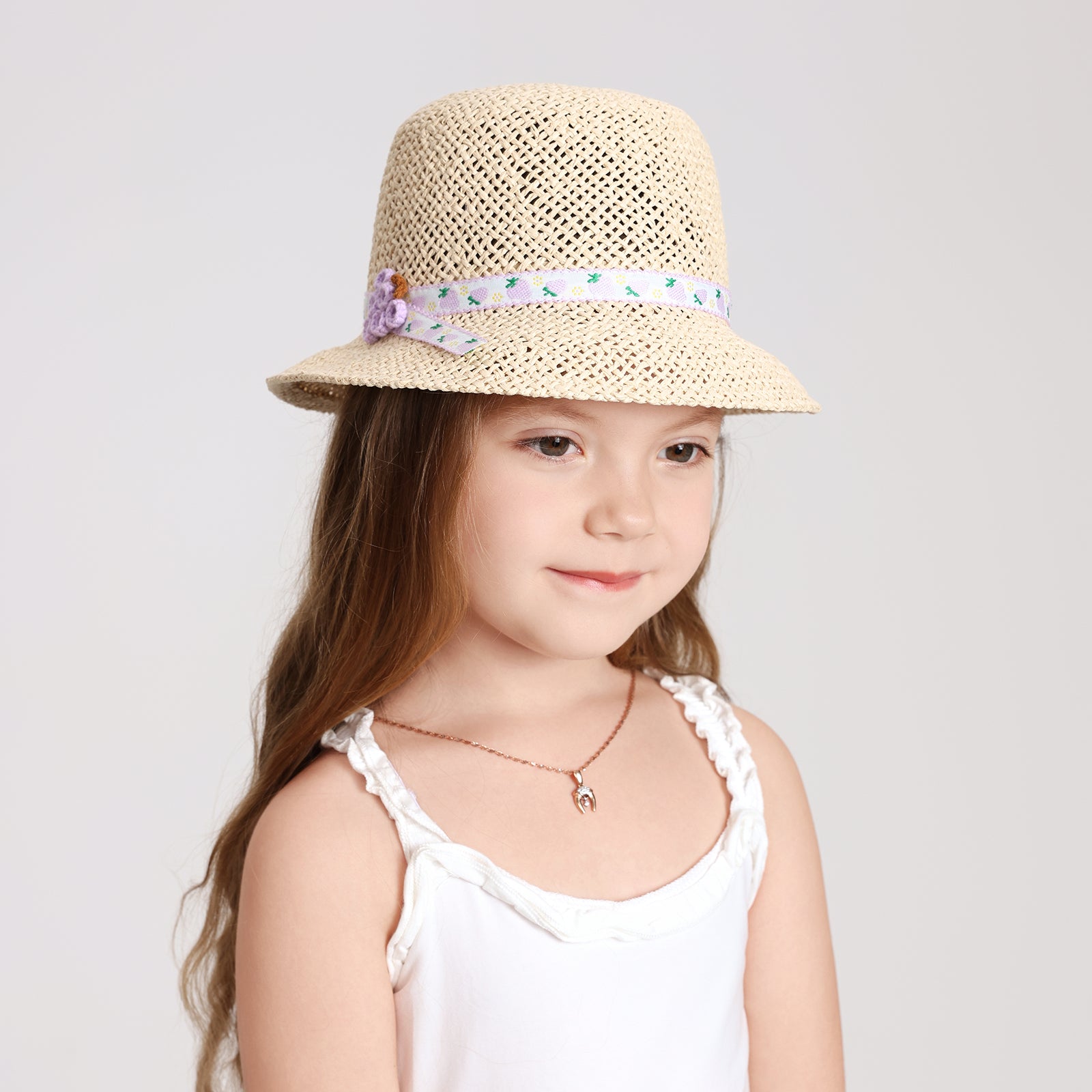 Wholesale Children's Paper Straw Bucket Hat for Ages 2-6 with UPF 50+ Sun Protection