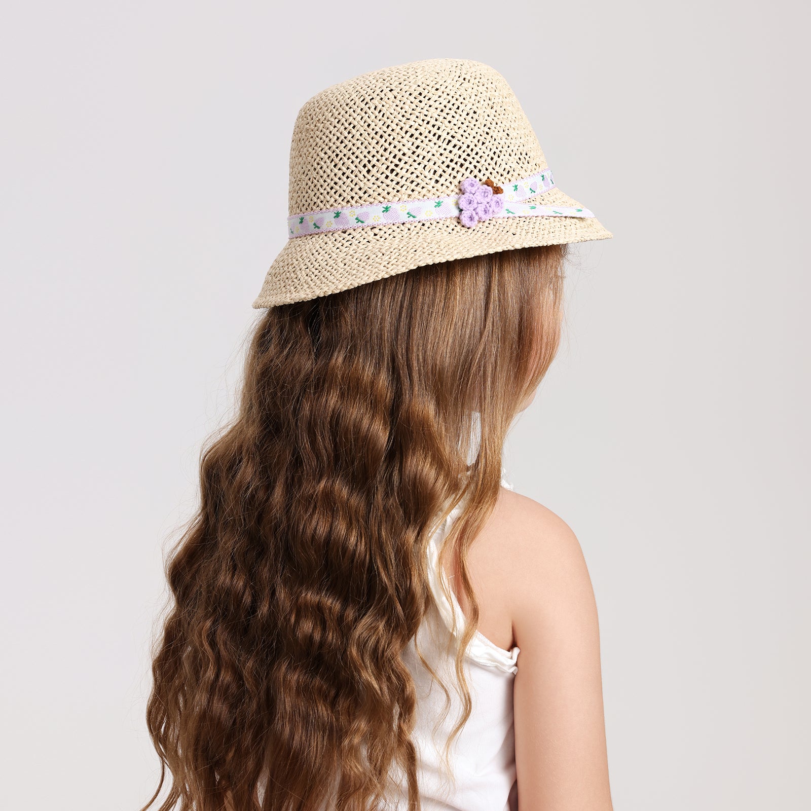 Wholesale Children's Paper Straw Bucket Hat for Ages 2-6 with UPF 50+ Sun Protection
