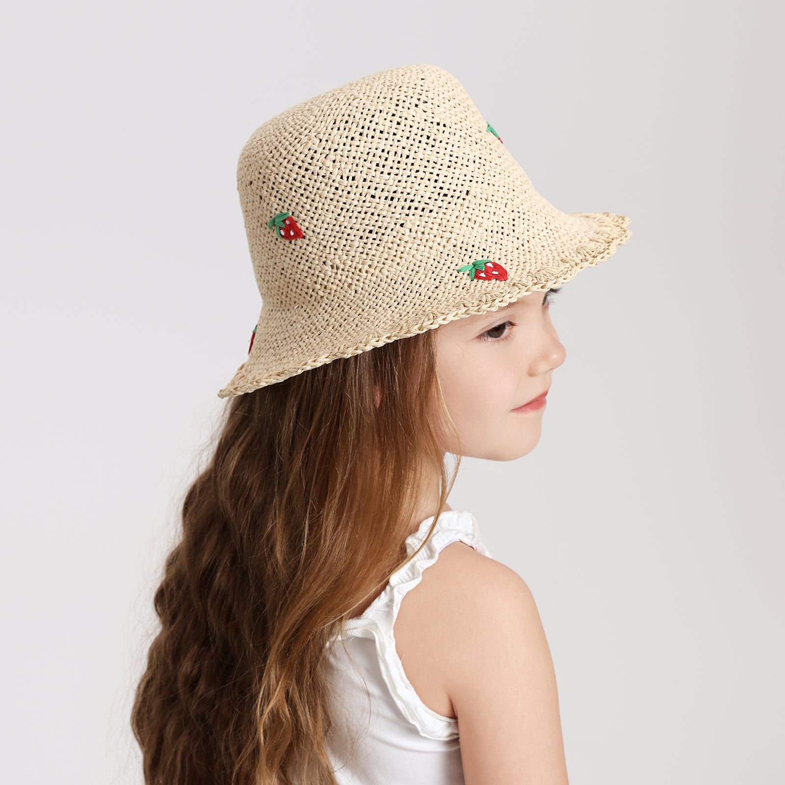 Wholesale Children's Paper Straw Bucket Hat for Ages 2-6 with UPF 50+ Sun Protection