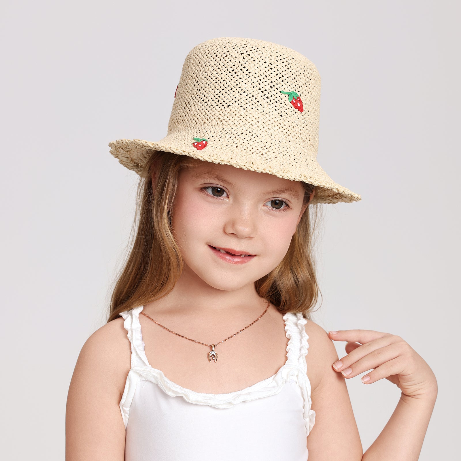 Wholesale Children's Paper Straw Bucket Hat for Ages 2-6 with UPF 50+ Sun Protection
