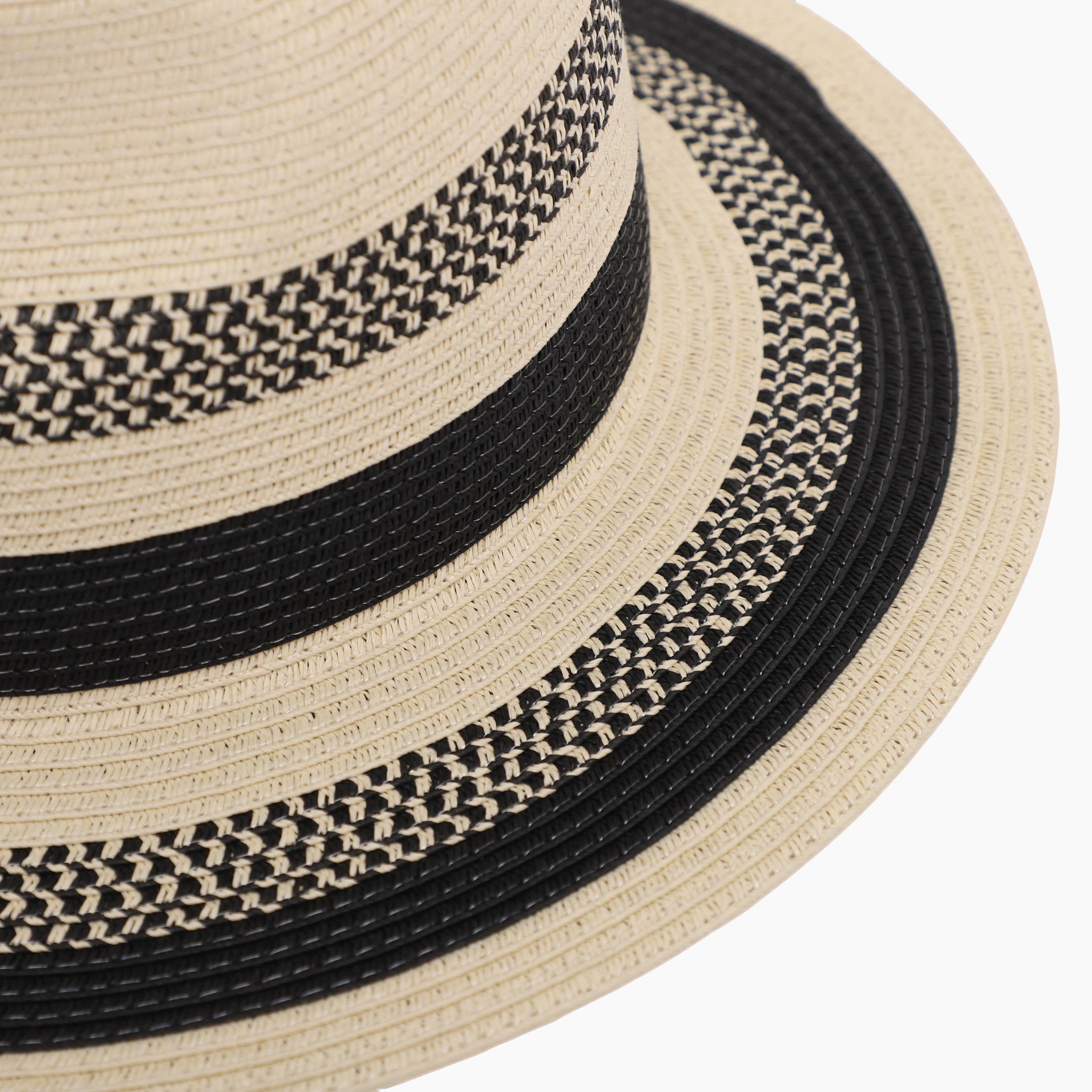 US Stock Wholesale Unisex Paper Straw Fedora Hat with  Flat Brim and UPF 50+ Sun Protection