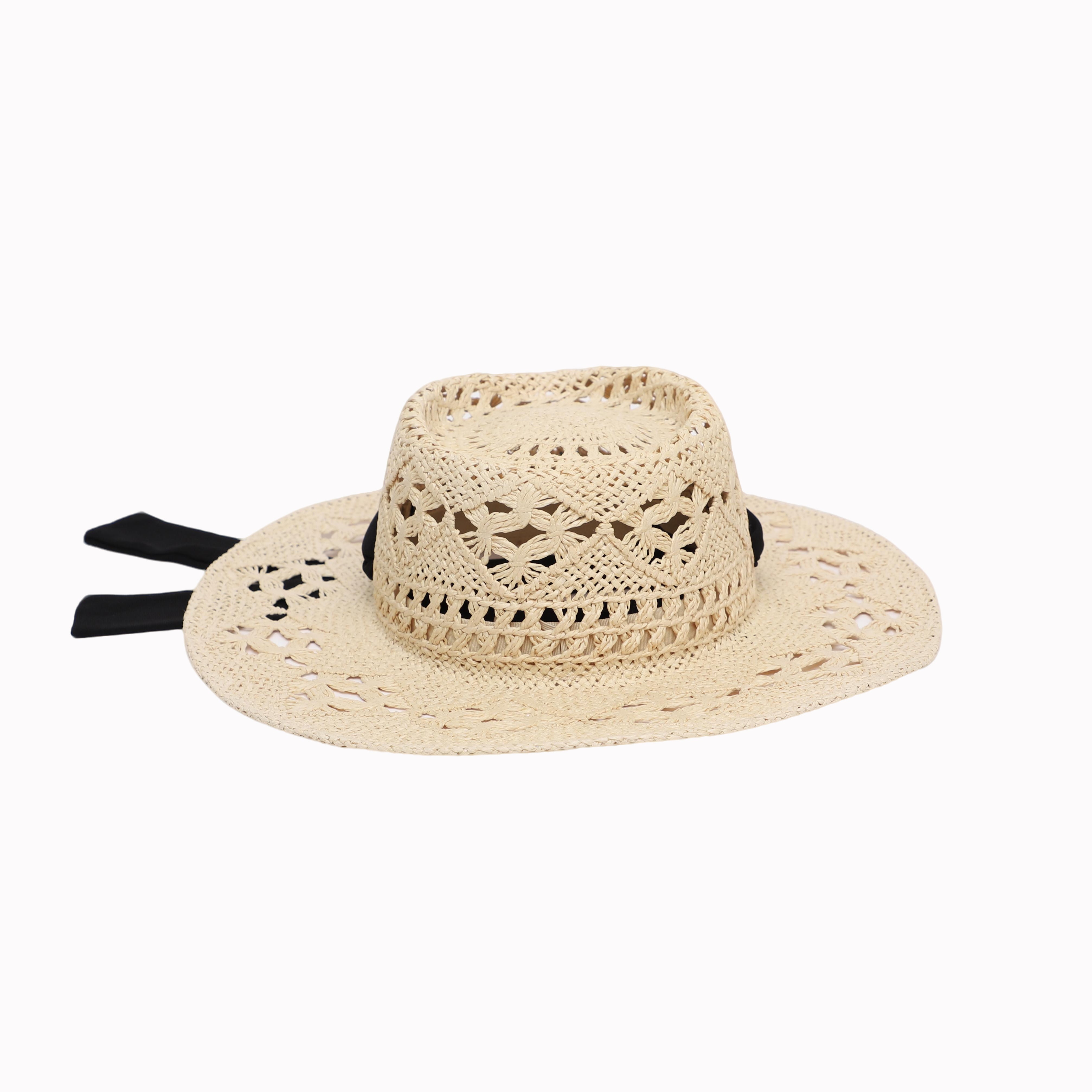 US Stock Women's Paper Straw Sun Hat with Wide Brim and UPF 50+ Sun Protection